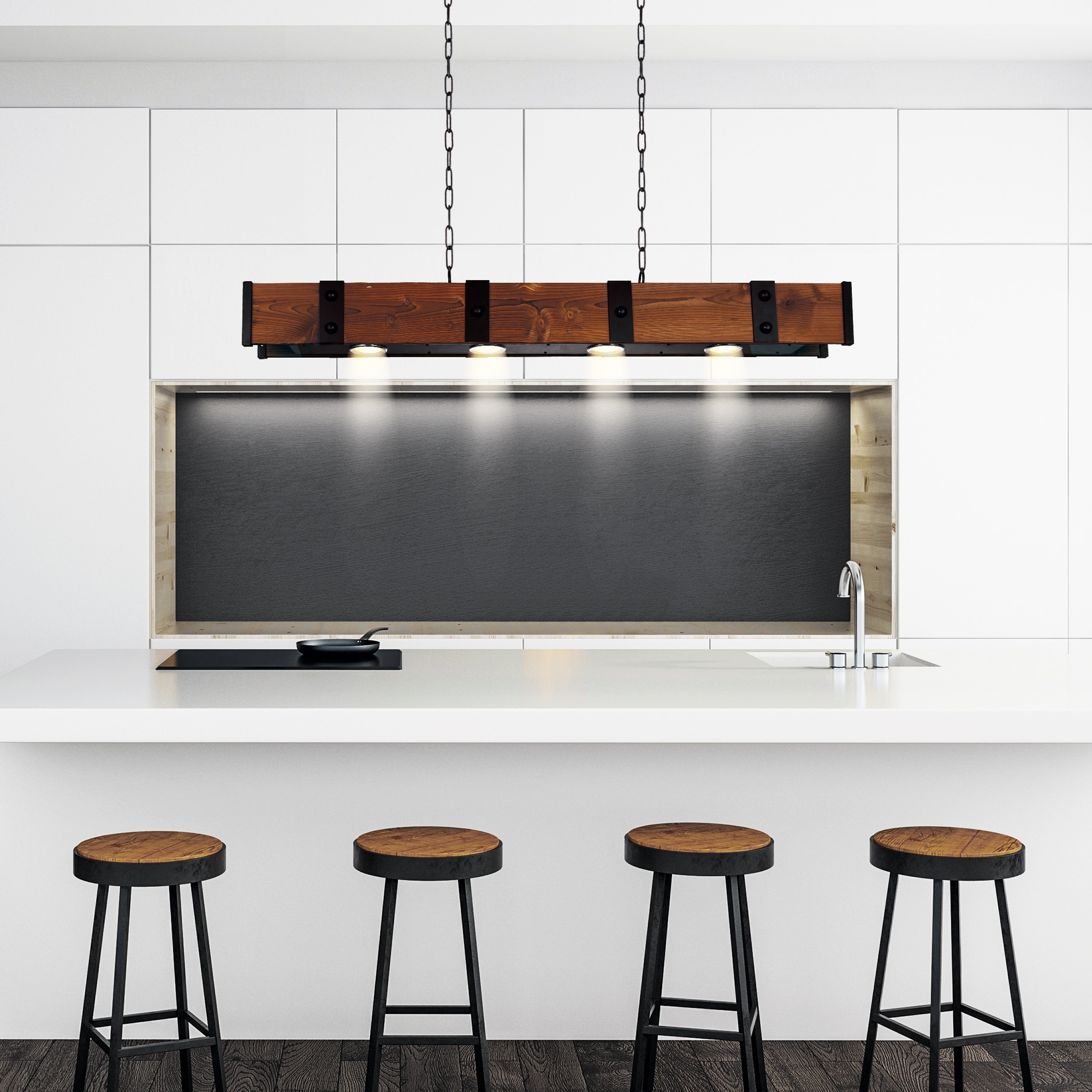 Rustic Crystal-Embellished LED Drum Chandelier in Brown and Black