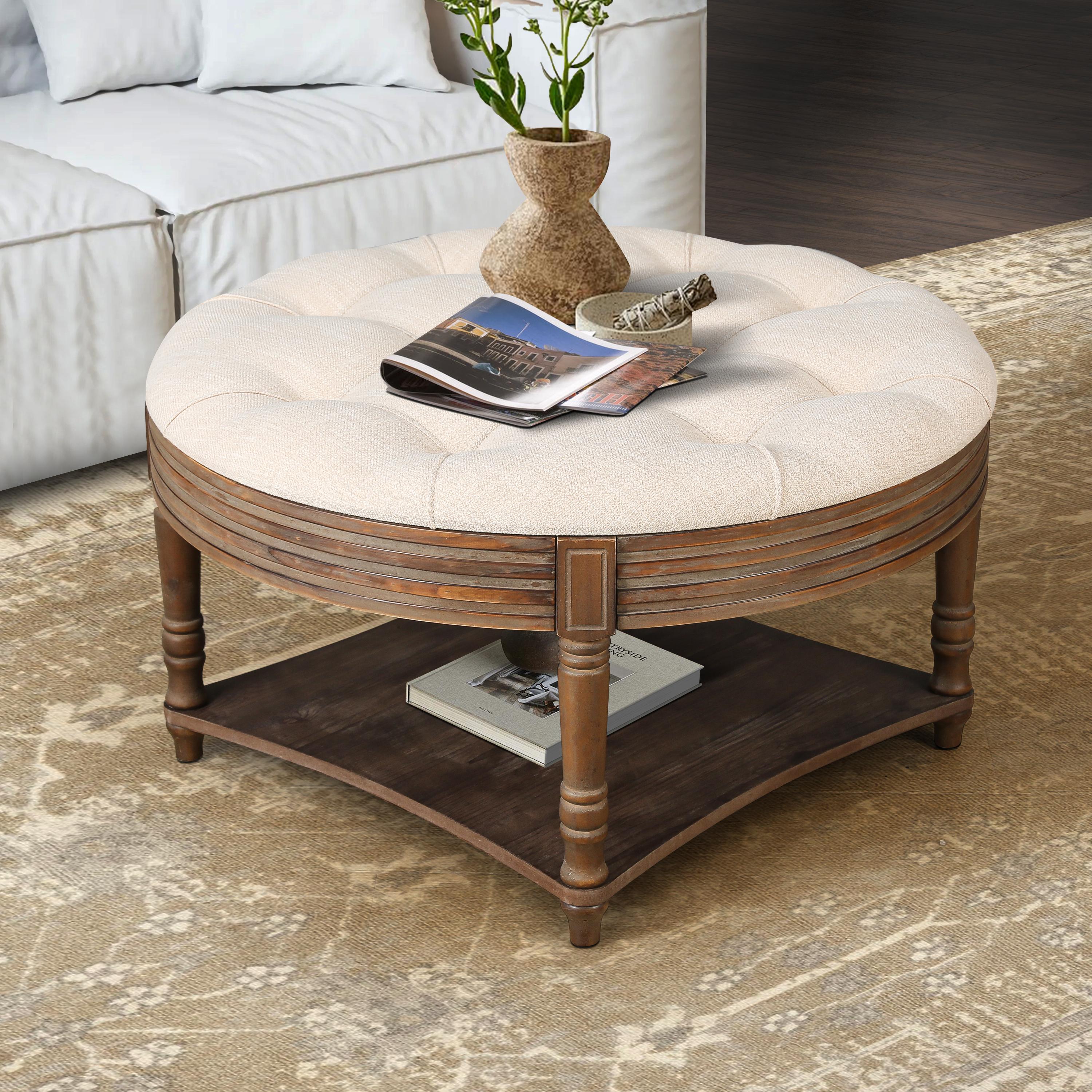 Bayfeve BF-235089-IN Upholstered Coffee Table Upholstered Rustic Coffee Table with Storage