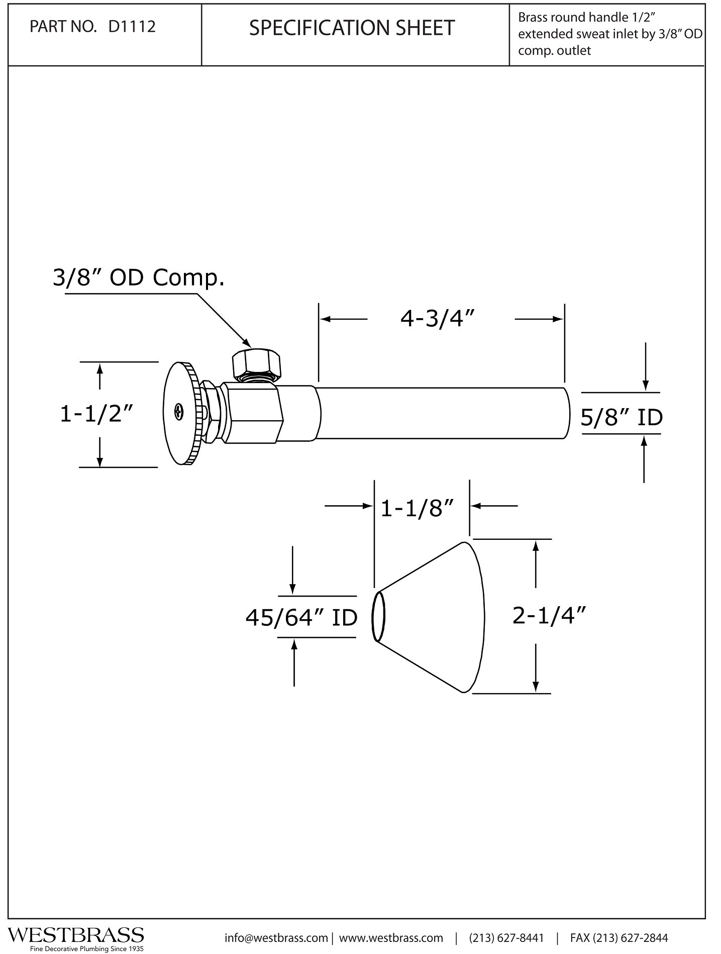 WESTBRASS D1112-12 Shut-Off-Valves - View #2
