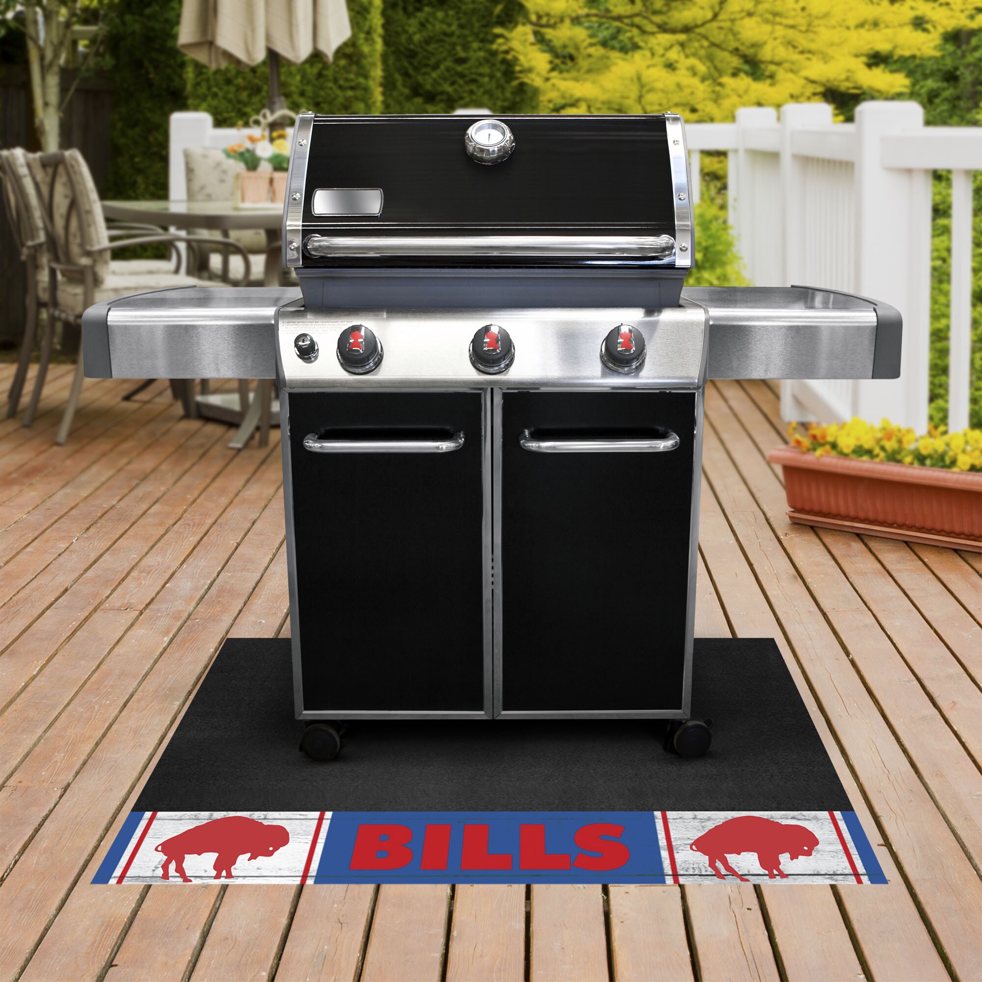 FANMATS 32559 Buffalo Bills Grill Mat Black Vinyl Rectangular Grill Mat