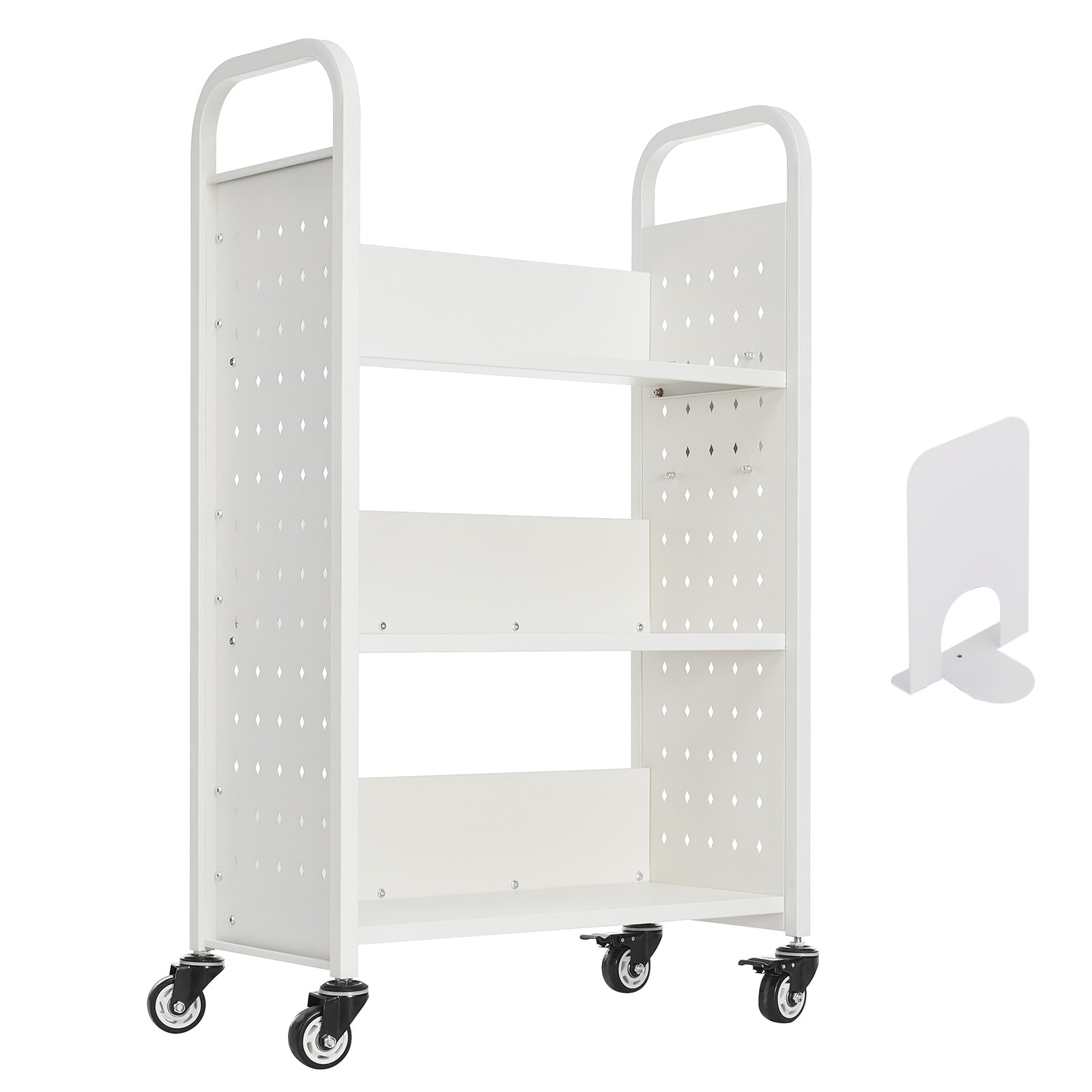 Tinyhomie 3-Tier Rolling Book Cart Single Sided L-Shaped Shelves Book ...