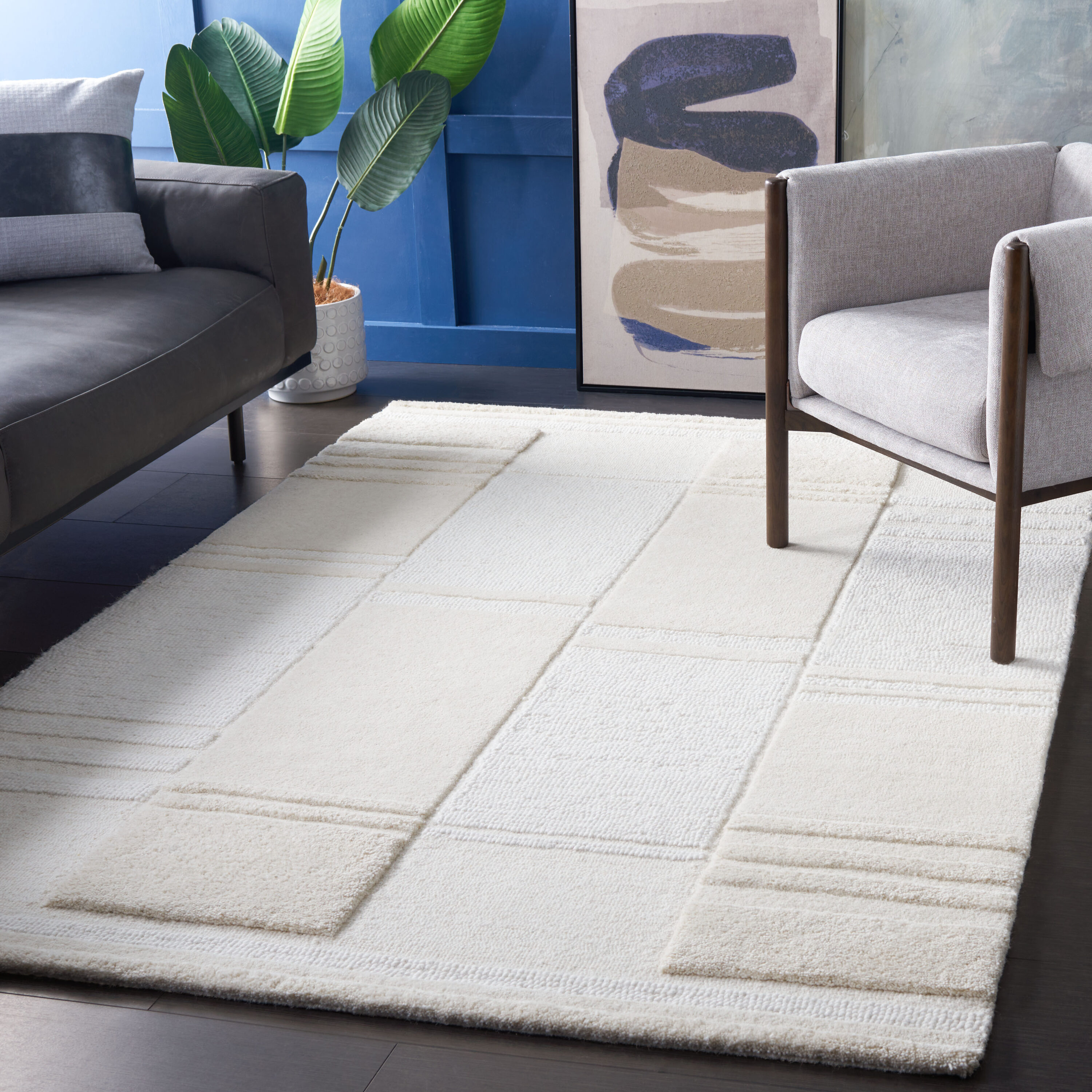  Manhattan 578 Ivory/Beige Contemporary 4Ft x 6Ft Small Rectangle Rug