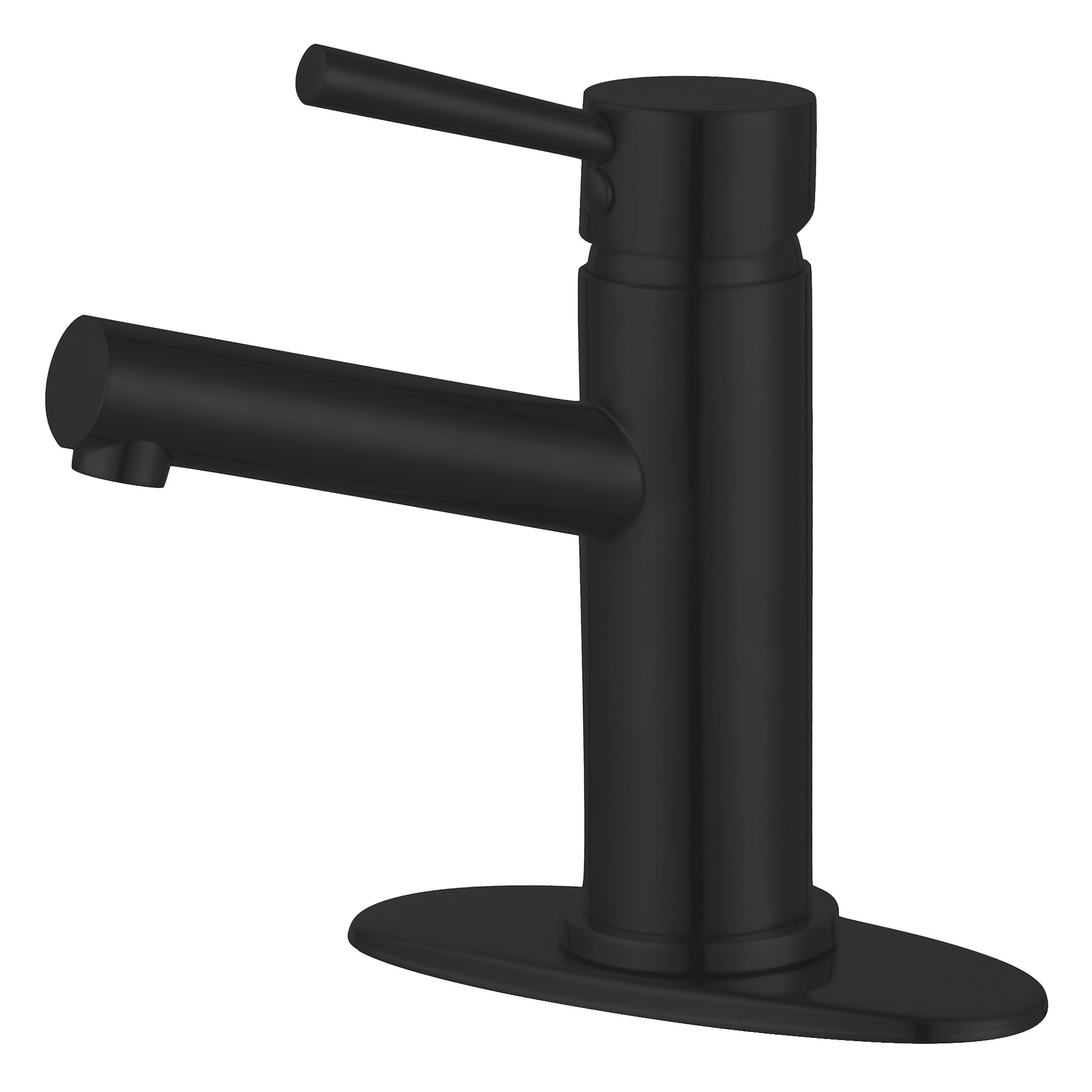 Kingston Brass WLLS8420DL Concord Matte black 4-in centerset 1-handle Mid-arc Residential Handle Bathroom Sink Faucet with Drain with Deck Plate