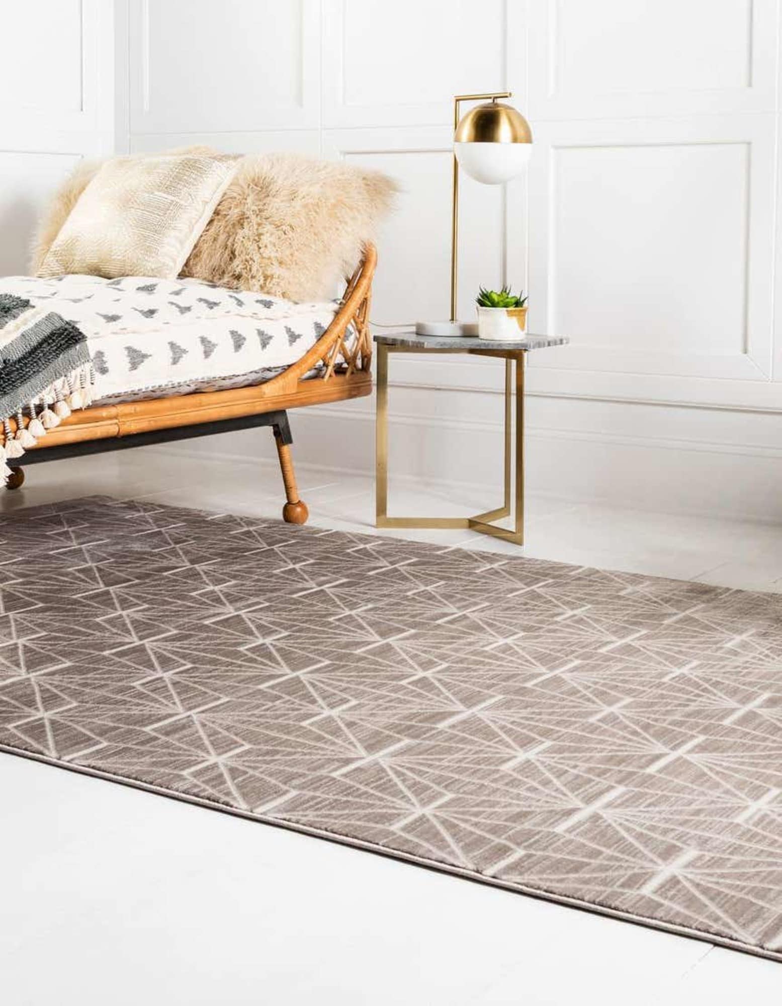 Unique Loom 3186797 Jill Zarin Uptown 2 x 3 (ft) Loomed Polypropylene Brown Rectangular Indoor Geometric Mid-Century Modern Area rug