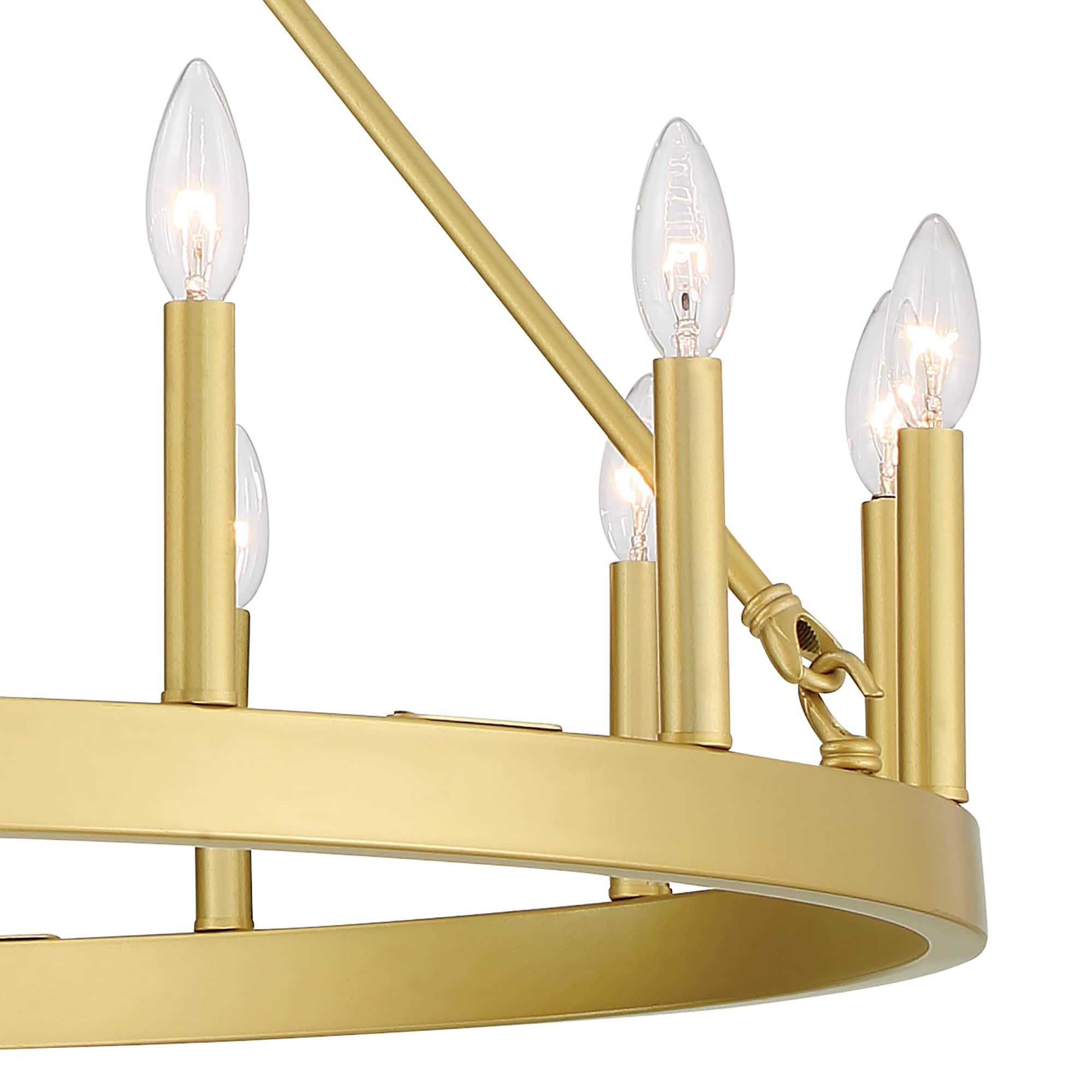 Satin Brass 40'' Large Wagon Wheel Chandelier with 15 Candle Lights