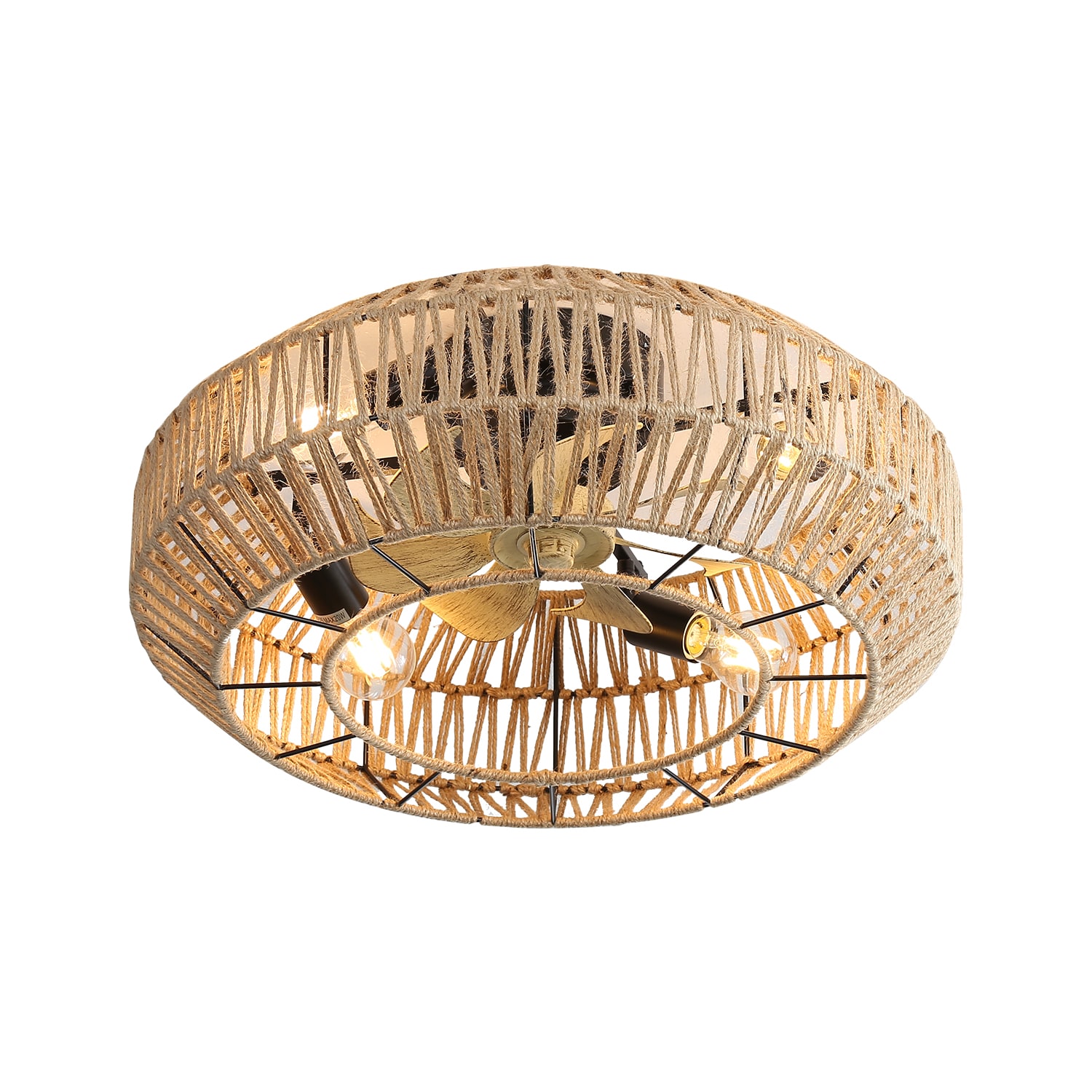 FELIDOMUS CF020-GD ceiling fan 22-in Color-Changing Outdoor Flush Mount Smart Gold with Brown Blades Plug-in Ceiling Fan With Light - Remote Included ( 7 -Blade )