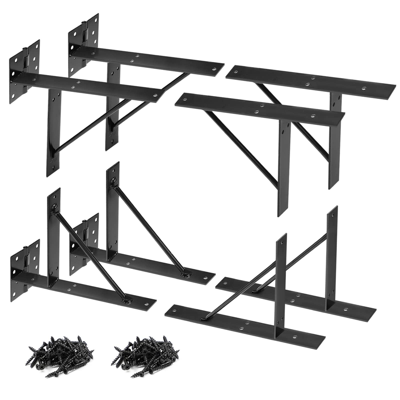 Phyfalip  Corner Brace Bracket Kit for Shed Doors Driveway Gates Corral Gates Wood Windows Galvanized Steel Black Finish 2 Set Includes Mounting