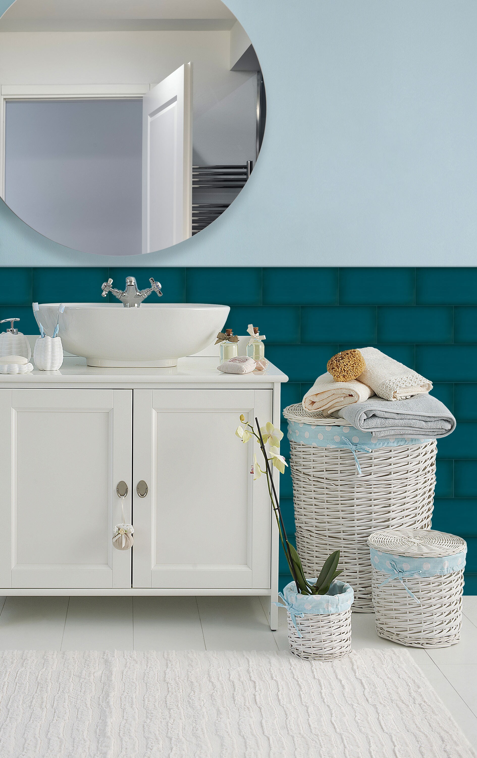 Emser Ombre 16-Pack Blue 6-in x 12-in Glazed Ceramic Subway Wall Tile