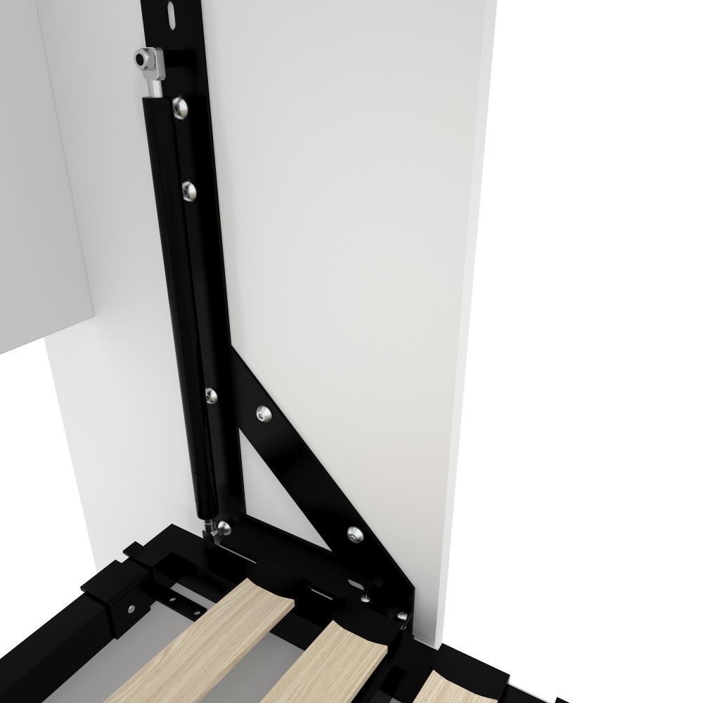 White Metal Full Murphy Bed Frame with Drawer and Slats
