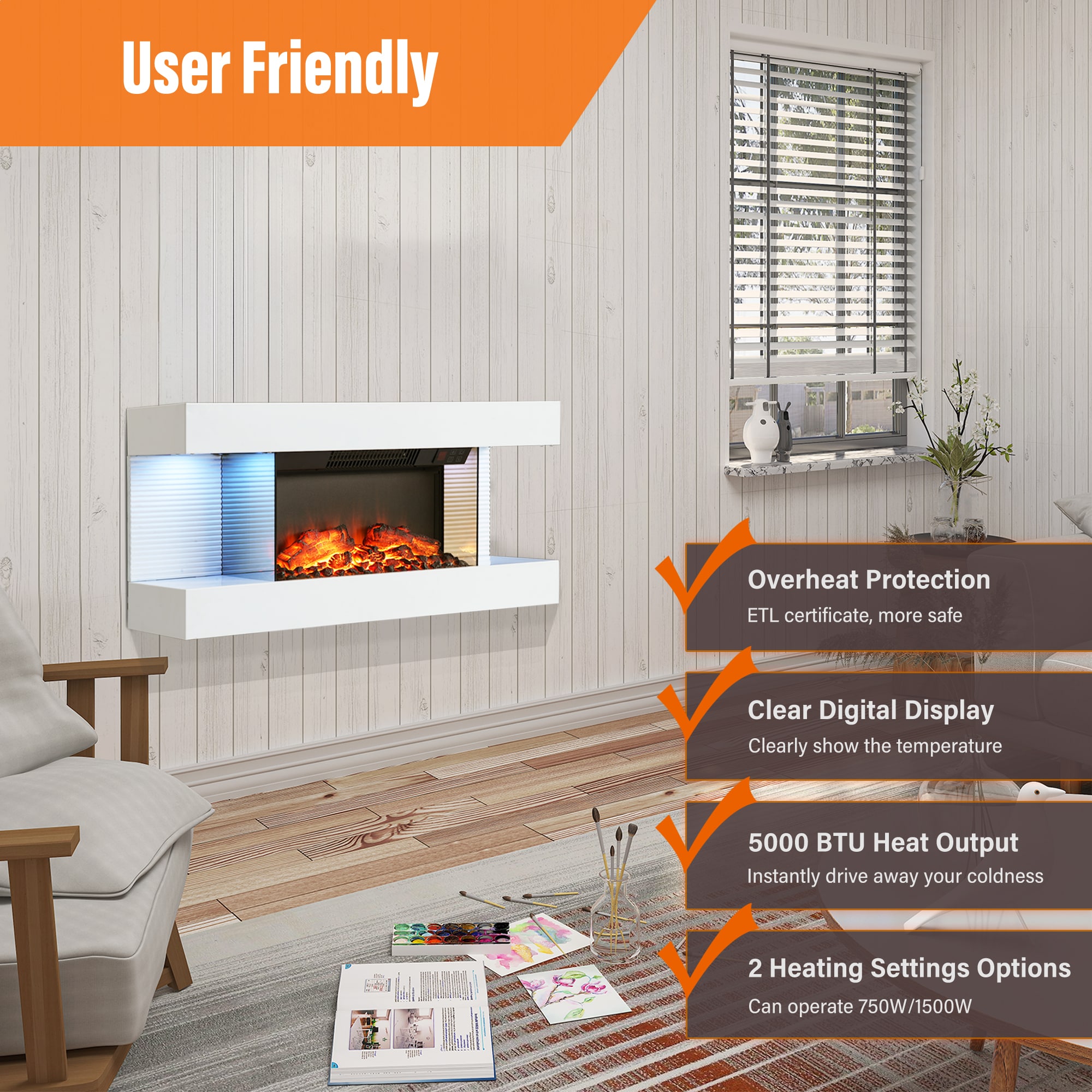 Clihome CL-TV01-WH Electric-Fireplaces - View #11