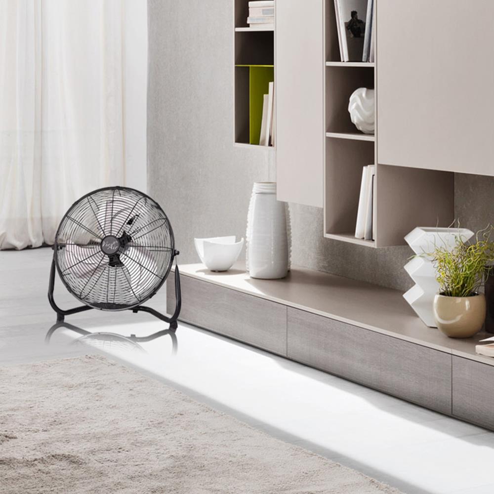 Vie Air 14" Black Metal Floor Fan with Adjustable Tilt