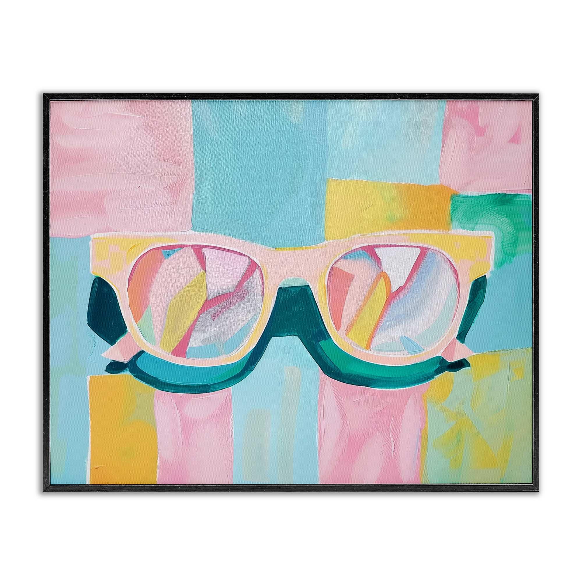 Stupell Industries BT-690-FR-16X20 Blocked Pastels and Sunglasses Black Framed Giclee Art By Arlington Prints 20 x 16