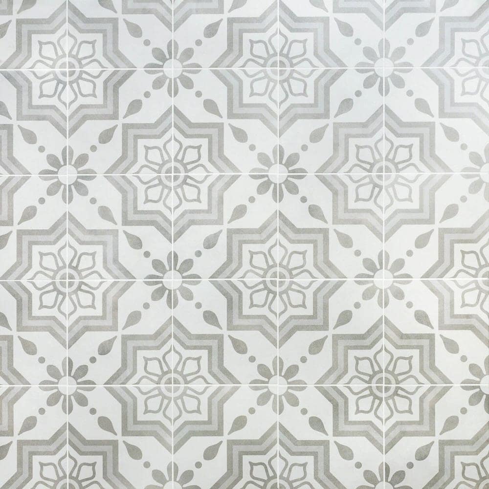 Artmore Tile Cabello Silver Sky 9-in x 9-in Matte Porcelain Encaustic ...