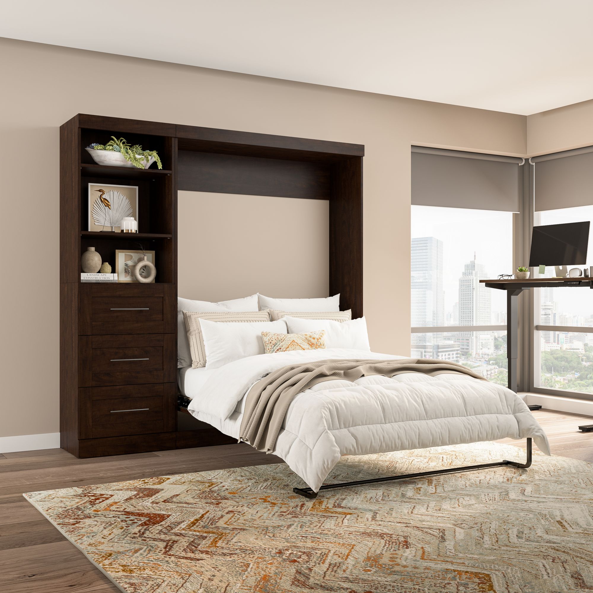 Bestar Pur Chocolate Full Composite Murphy Bed at Lowes.com