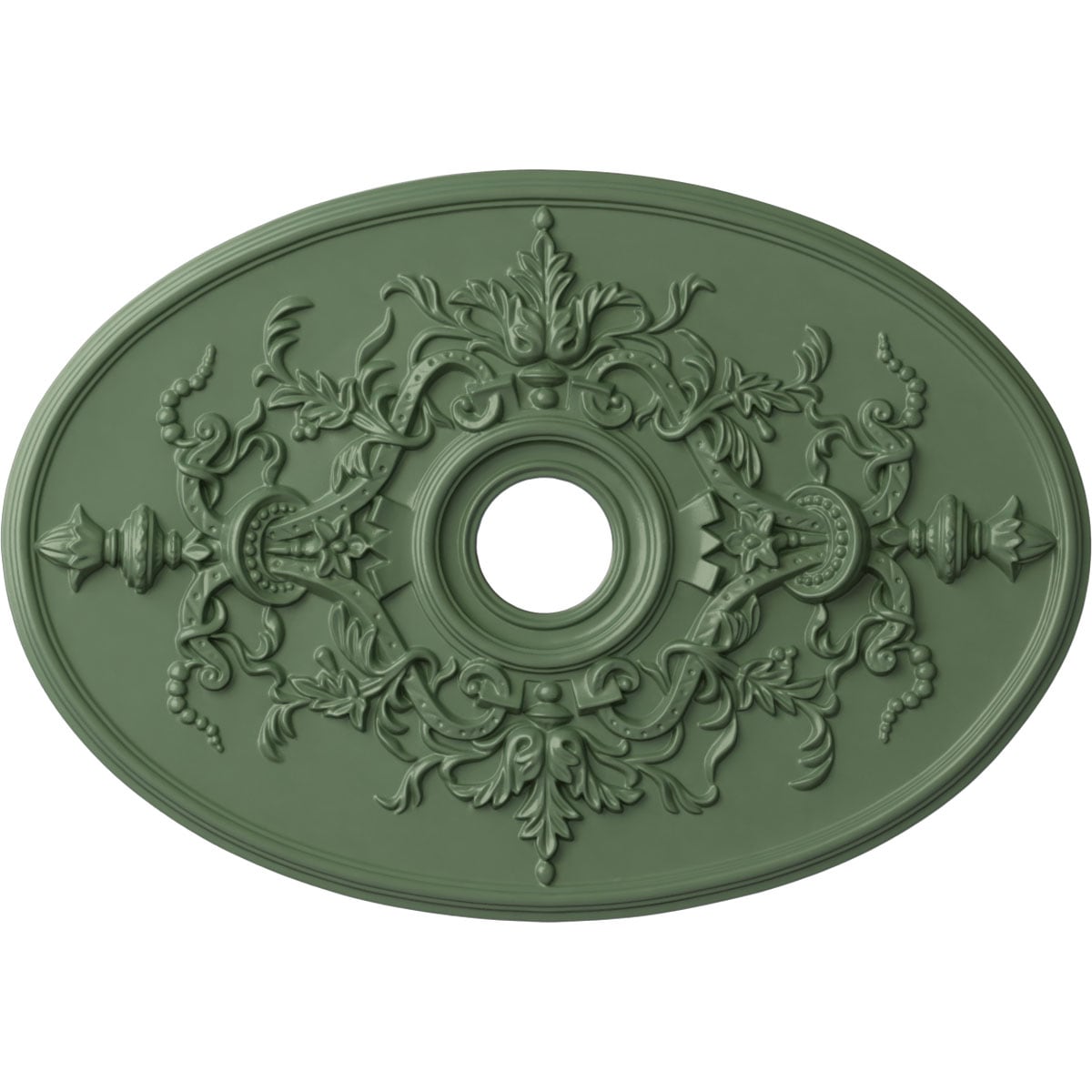 Ekena Millwork CM21X30ALAGF Alexa 21.25-in W x 30.75-in L Painted Athenian Green Polyurethane Whole Ceiling Medallion