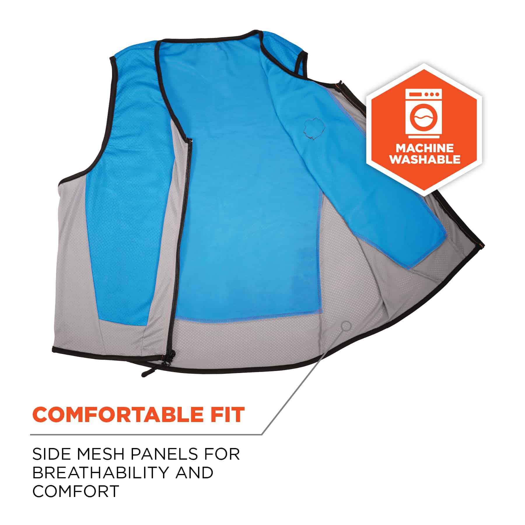 CHILL-ITS BY ERGODYNE HI-VIS COOLING VEST, TOWEL, M, LIME, POLYMER, UP TO 4  HOURS, ZIPPER, CLASS 2 - Cooling Vests - EGO12713