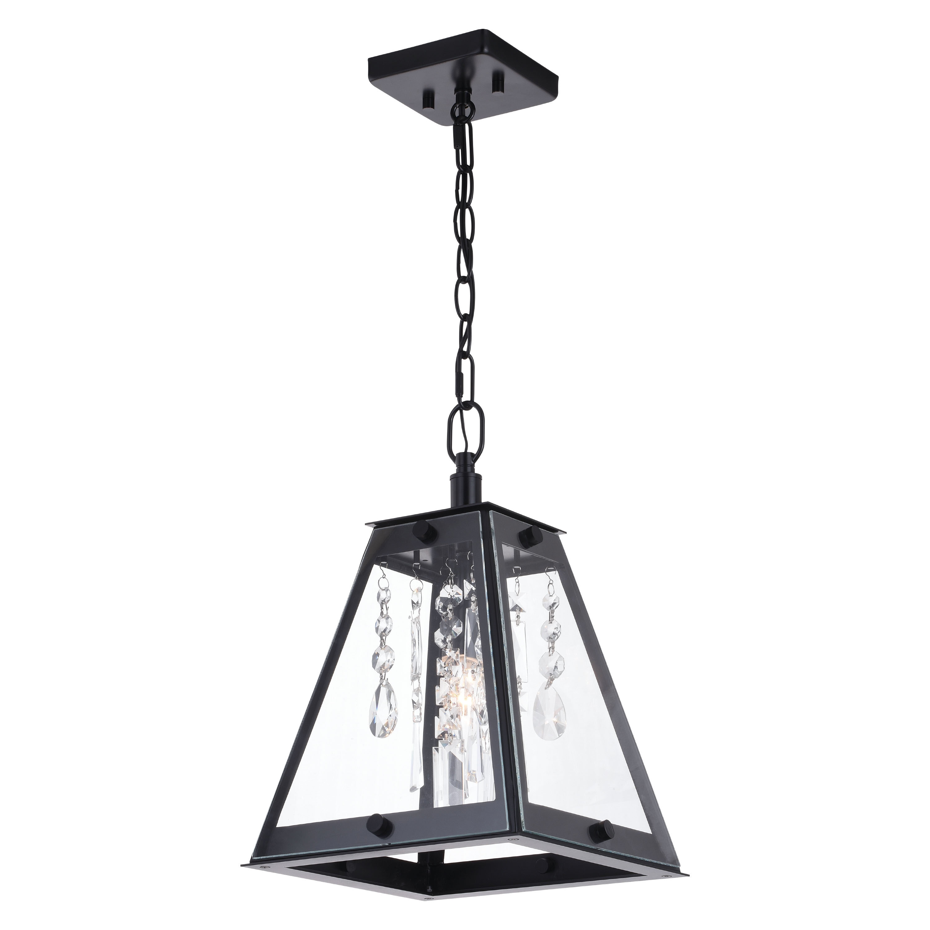 Tremont Matte Black and Bronze Glass Pendant Light