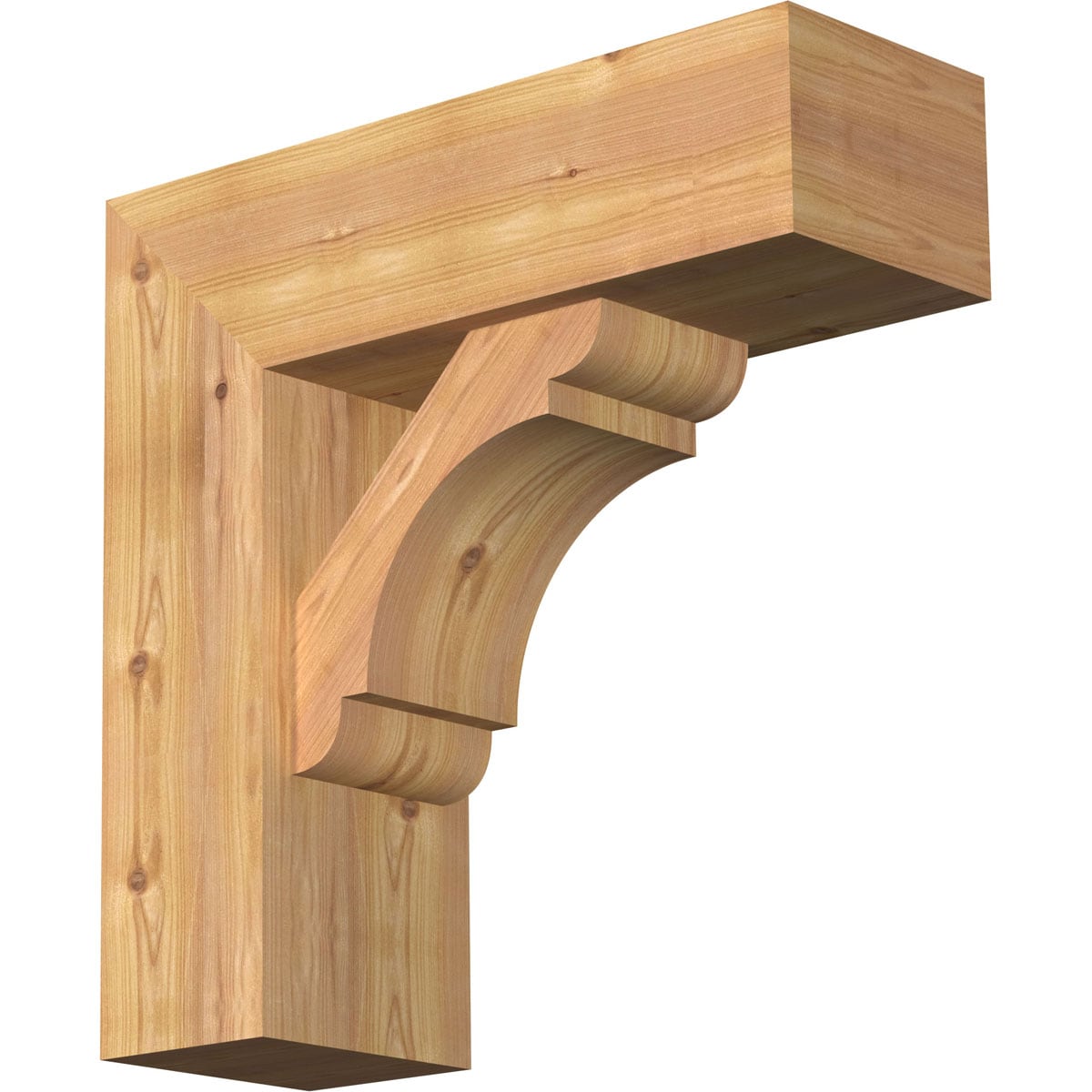 Ekena Millwork 1463570 Olympic Block Smooth Bracket with Offset Brace 7-1/2-in x 22-in x 22-in Western red cedar Brown Wood Standard bracket