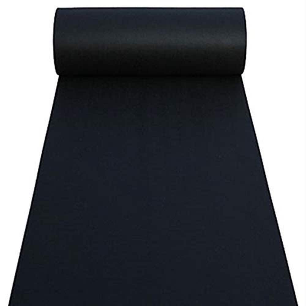 Afoxsos Black Aisle Runner Carpet Rug 36 Inch Wide 50 Feet Long Durable Rayon for Wedding Ceremony Party Event Indoor Outdoor Decoration 1 Roll #L05AF09002