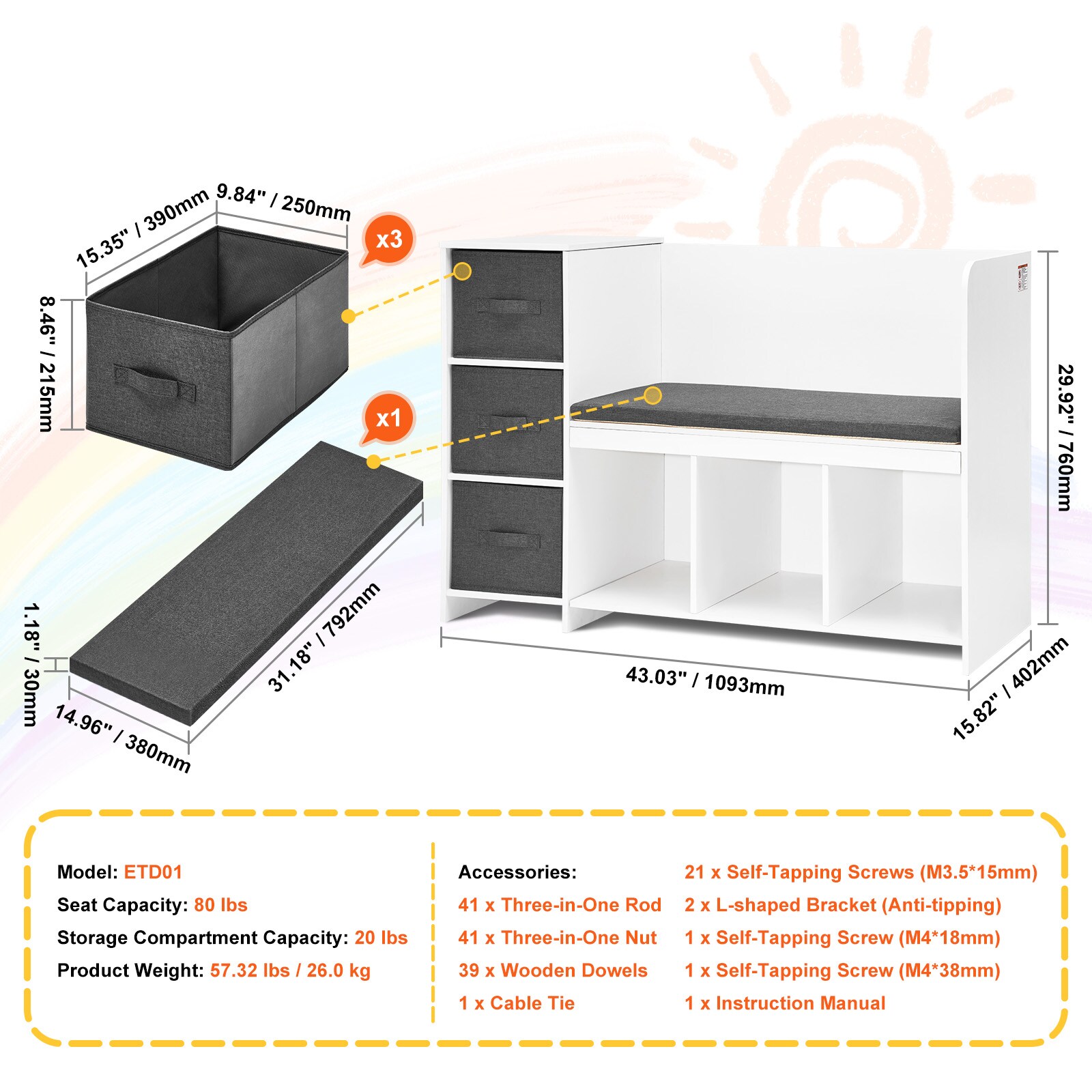 VEVOR SCCGKETCWDZJ06121V0 Kids-Chairs - View #7