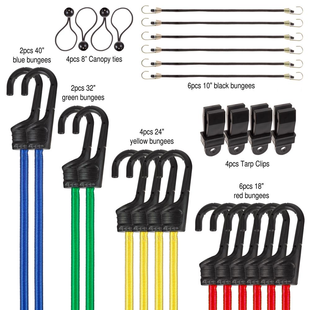 Fleming Supply 12 Bungee Cords, 10 Pack - Red and Yellow
