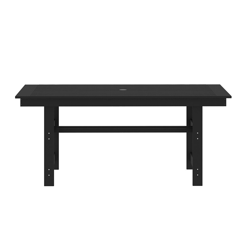 Homsee V-KF510001-02 MIDHAM 71 Inch Premium Outdoor Dining Table with Umbrella Hole Weather Resistant HDPE Patio Table for 8 Person