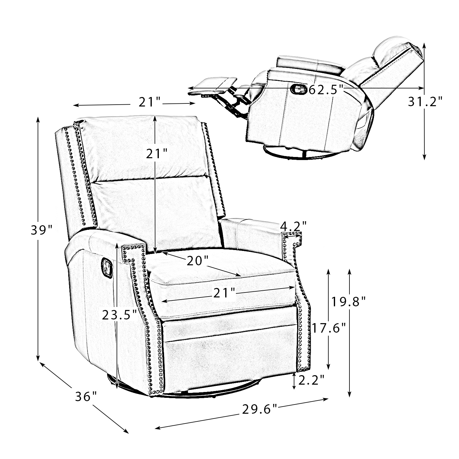 14 Karat Home RCLB0412-SADDLE recliners - View #9