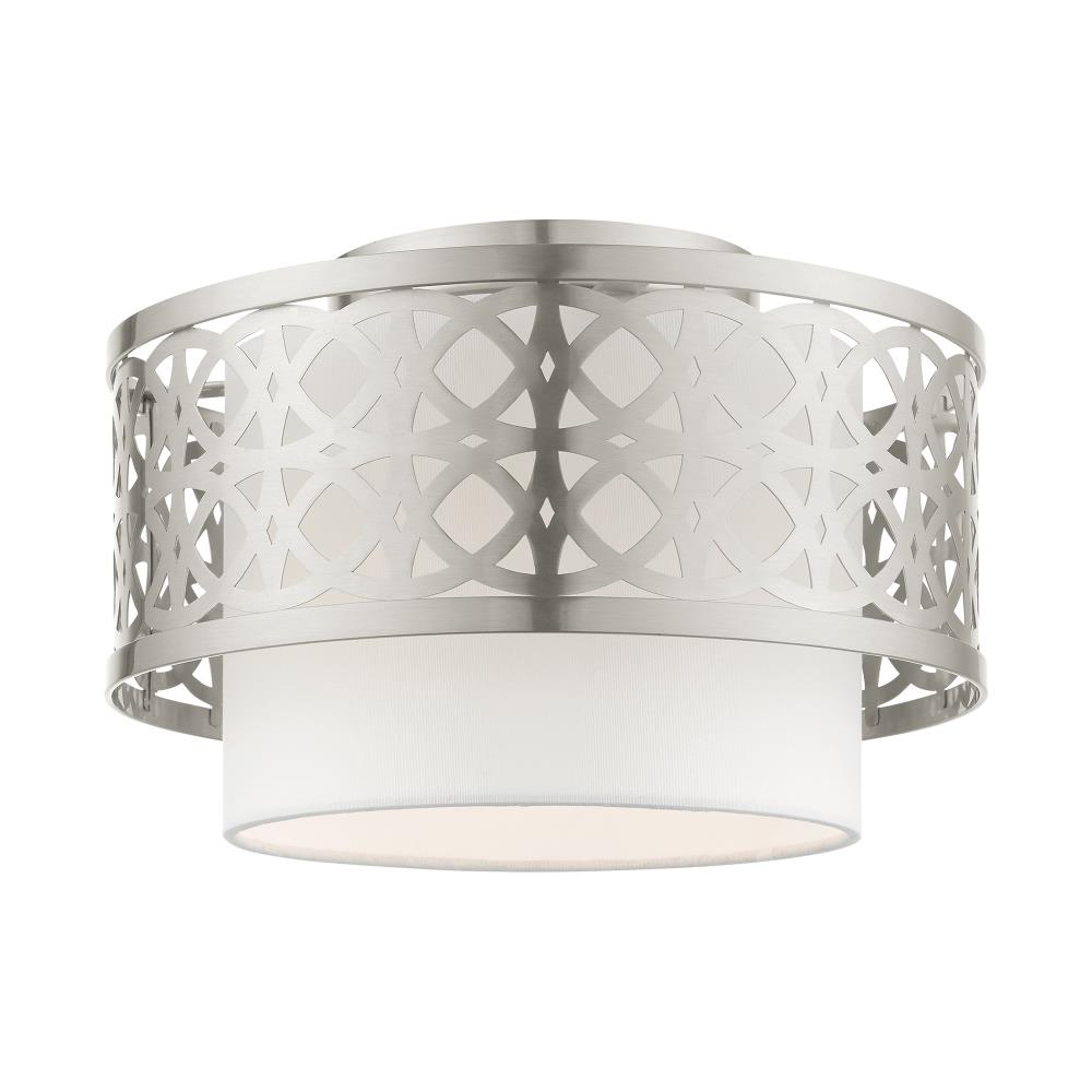Livex Lighting 49862-91 Calinda 1 -Light 12-in Brushed Nickel Semi Flush Mount Light