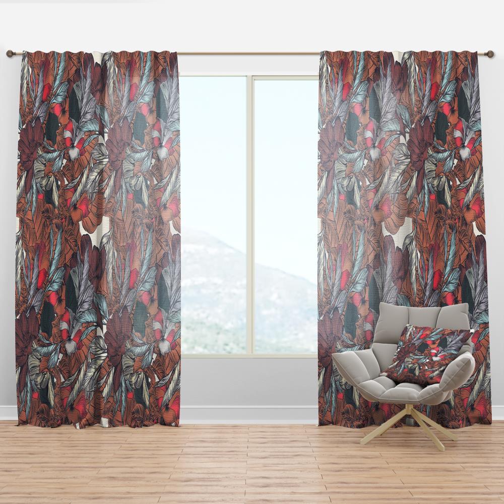 Designart CTN18706-52-120 120-in Brown Floral Room darkening Thermal lined Rod pocket Single curtain panel