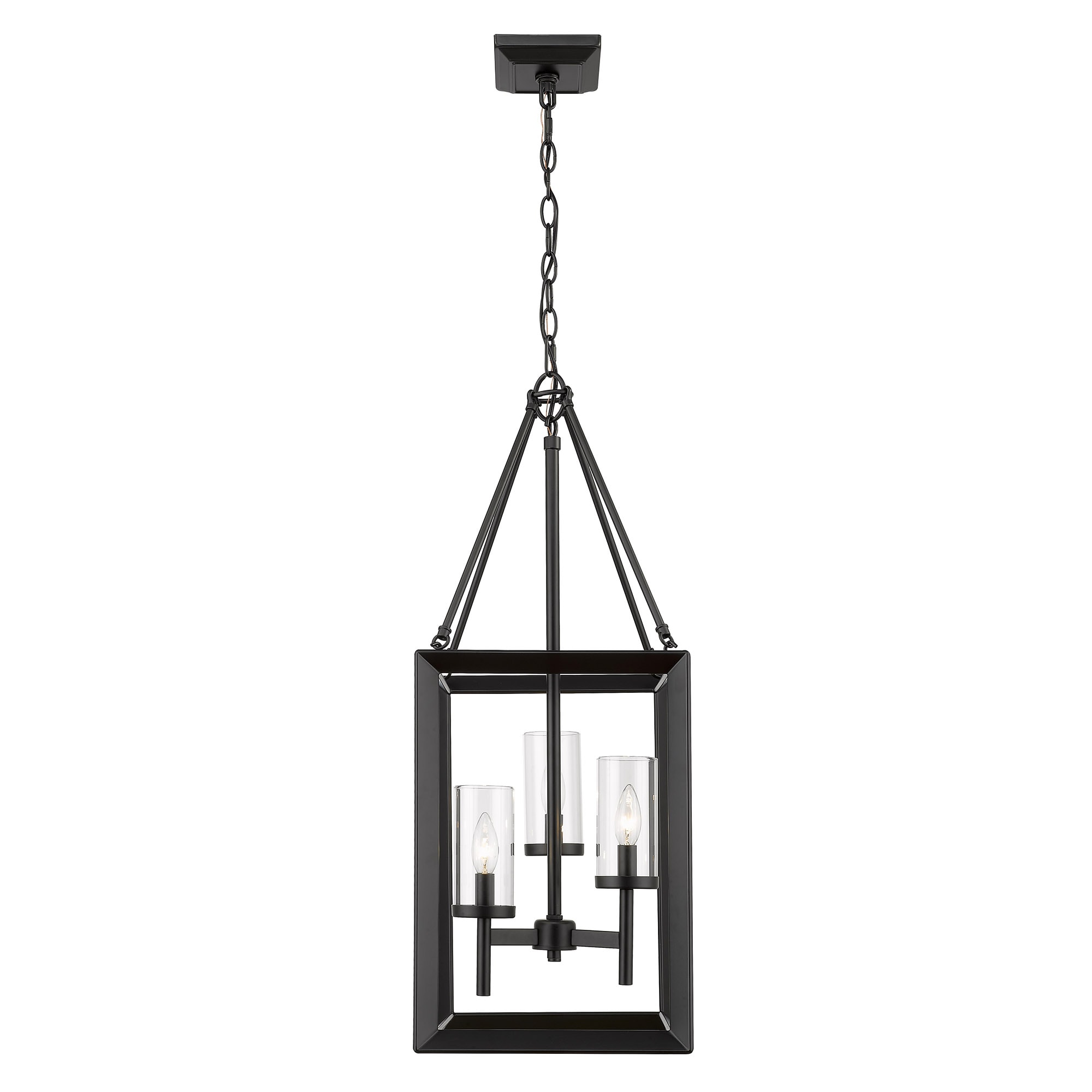 Elegant Smyth Matte Black 32" Outdoor Lantern with Clear Glass