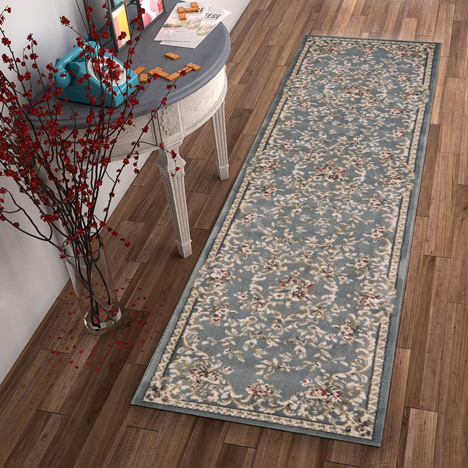 HomeRoots 353433 Bernadette 2 X 7 (ft) Rag Blue Indoor Border Runner Rug