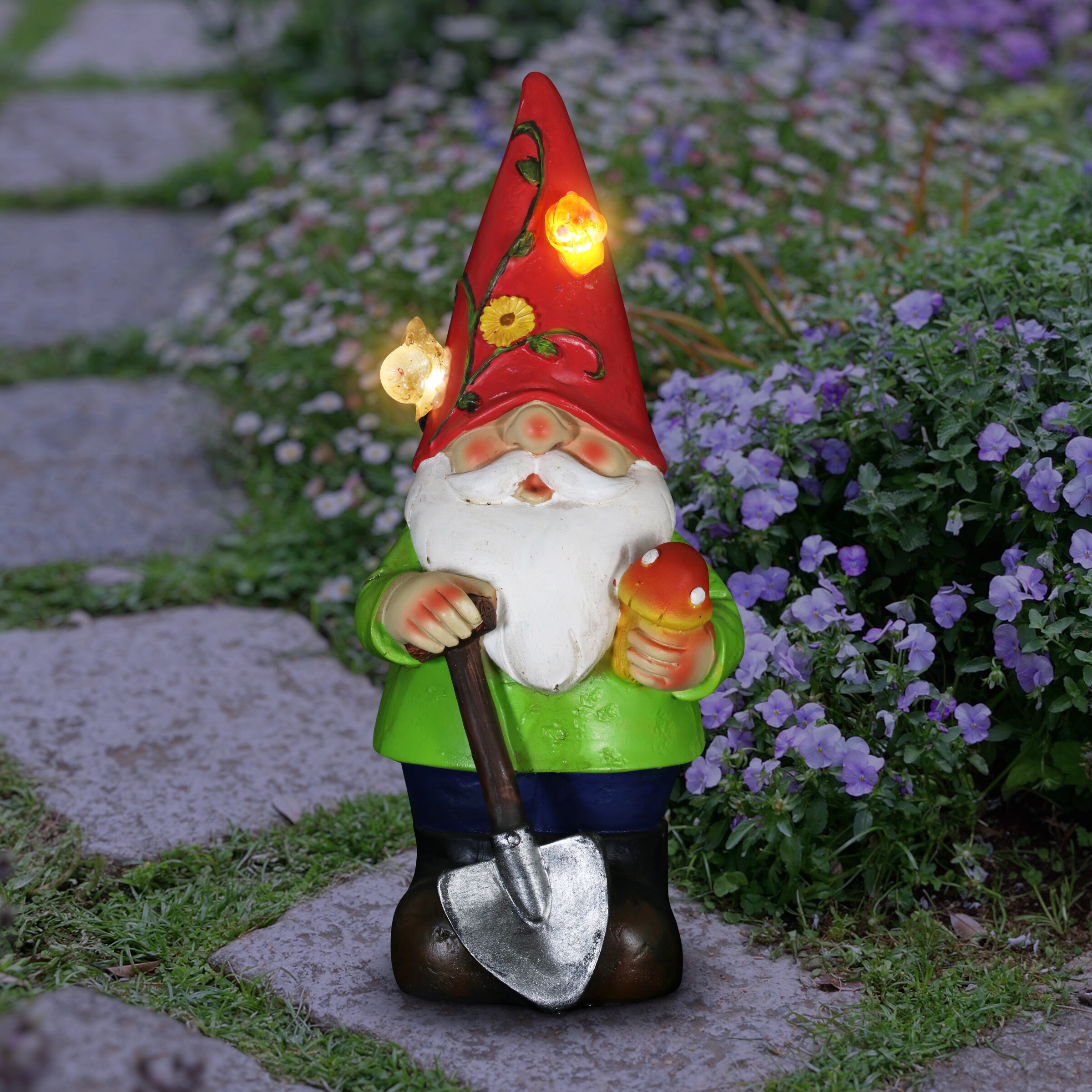Garden Ornament Ceramic Gnome Stone Effect 48 cm Tall Outdoor or Indoor 