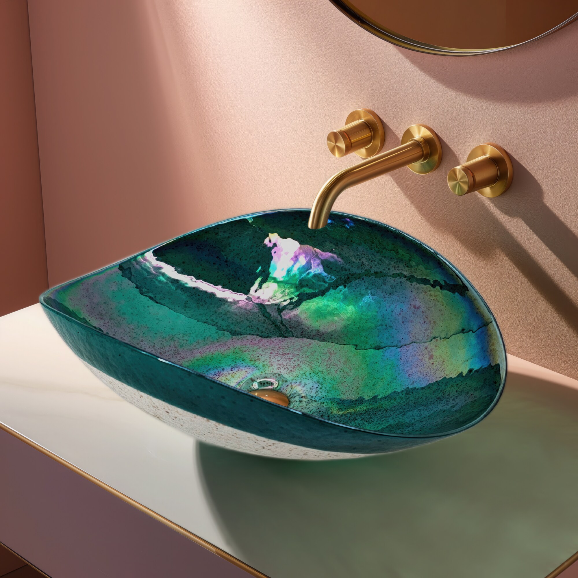 Ruvati RVB3056 Murano Glass Vessel Oval Modern Seafoam Green Bathroom Sink ( 14-in x 18.5-in )