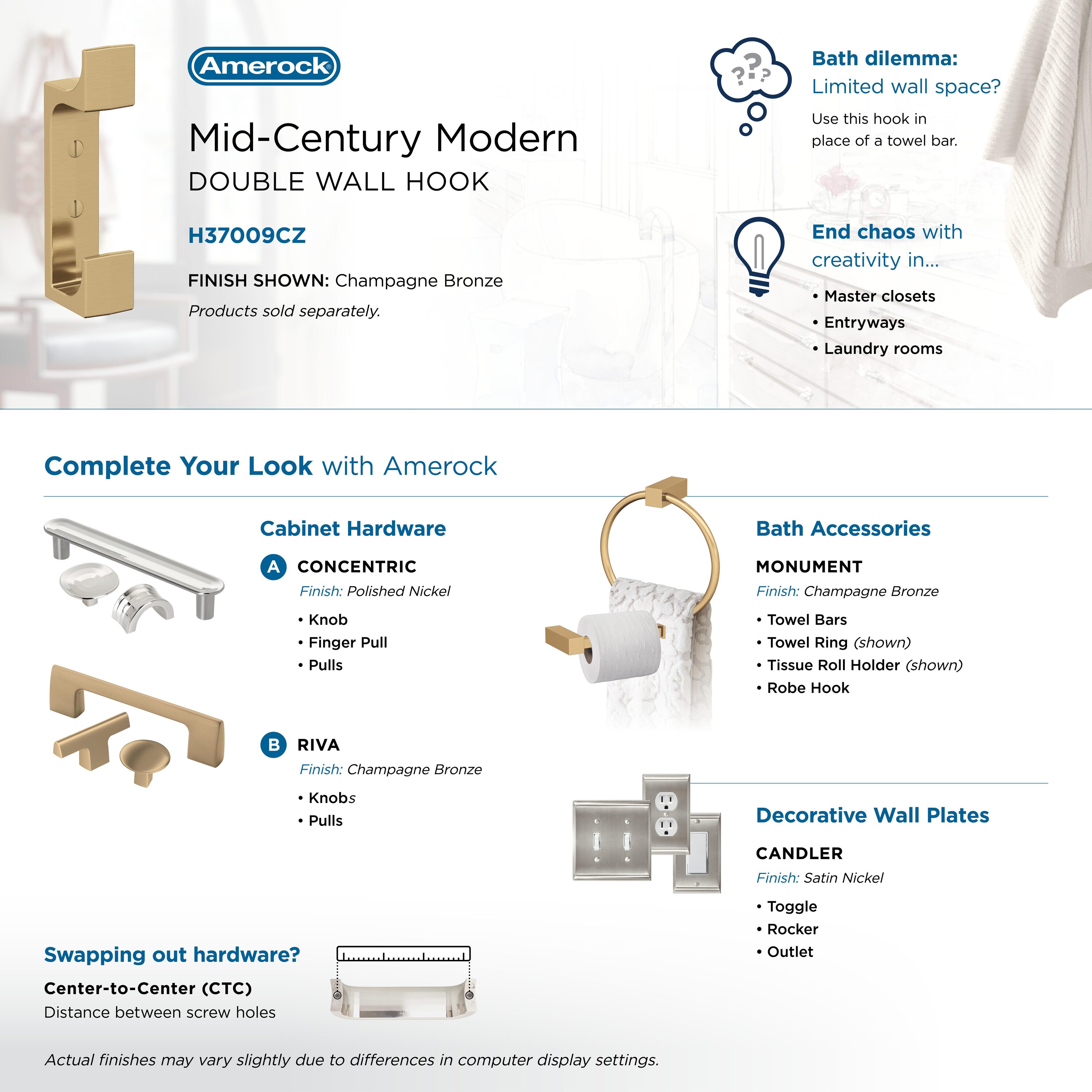 Amerock H37009CZ Decorative-Wall-Hooks - View #6