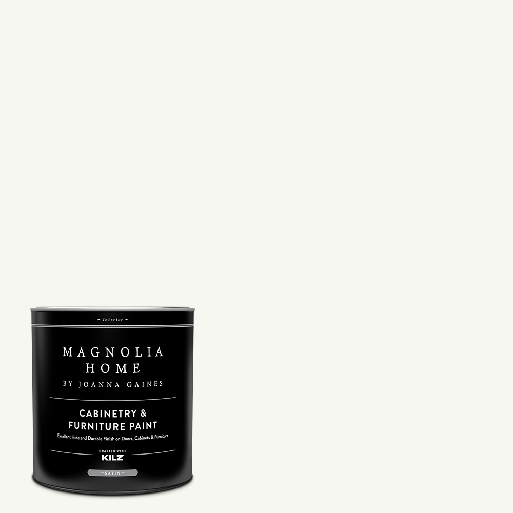 Magnolia Home MAG008-4141122  by Joanna Gaines Satin True White MAG008 Tintable Cabinet Furniture Paint Enamel ( 1-quart )