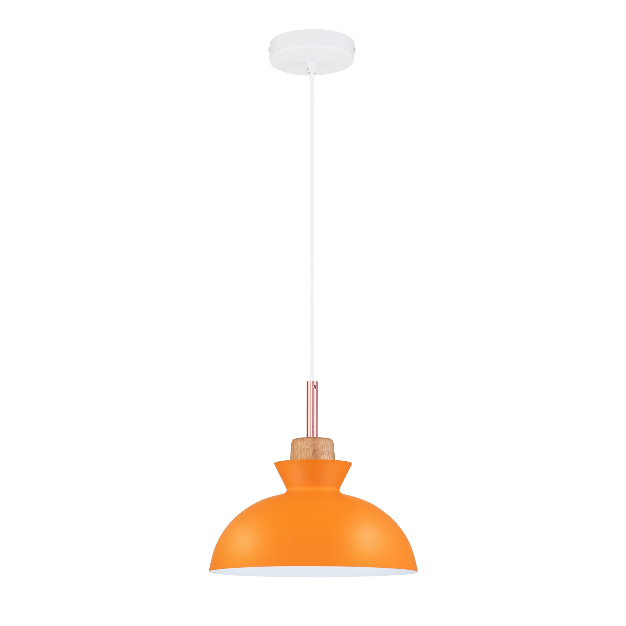 Ozma Orange Aluminum Dome Pendant Light with Adjustable Cord