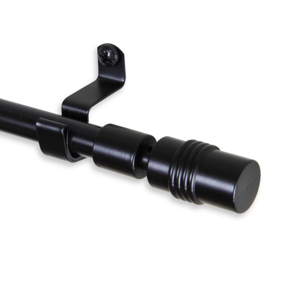 Hart & Harlow LCF03-18-2 7/16-in Roderick 18-in to 28-in Black Steel Single curtain rod with Finials