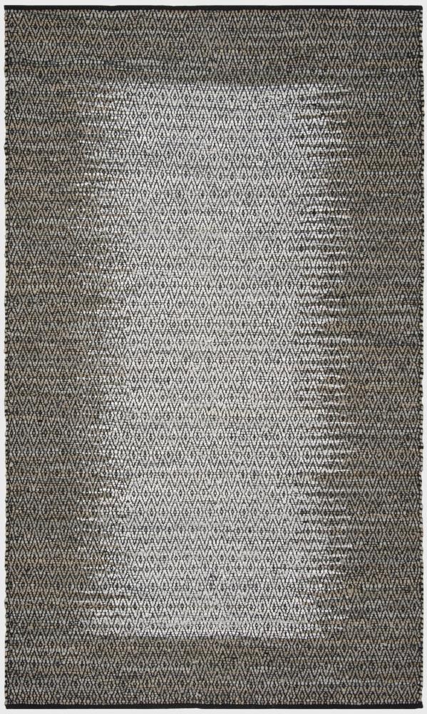 Safavieh VTL387A-6 Vintage Leather Deaver 6 x 9 (ft) Leather Light Gray/Gray Rectangular Indoor Border Coastal Area rug