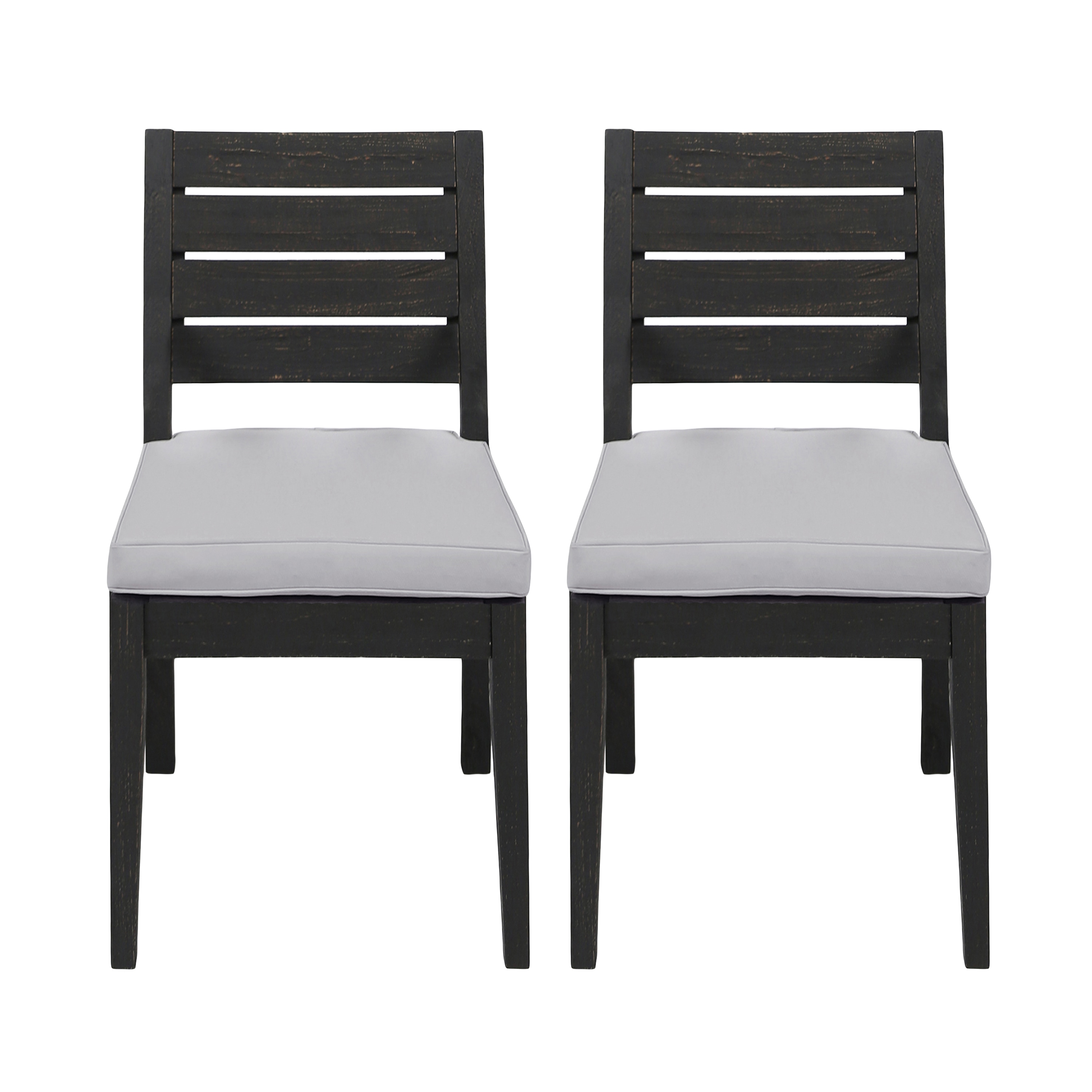 Best Selling Home Decor 318875 Zeila Set of 2 Gray Wood Frame Stationary Dining Chair with Gray Cushioned Seat