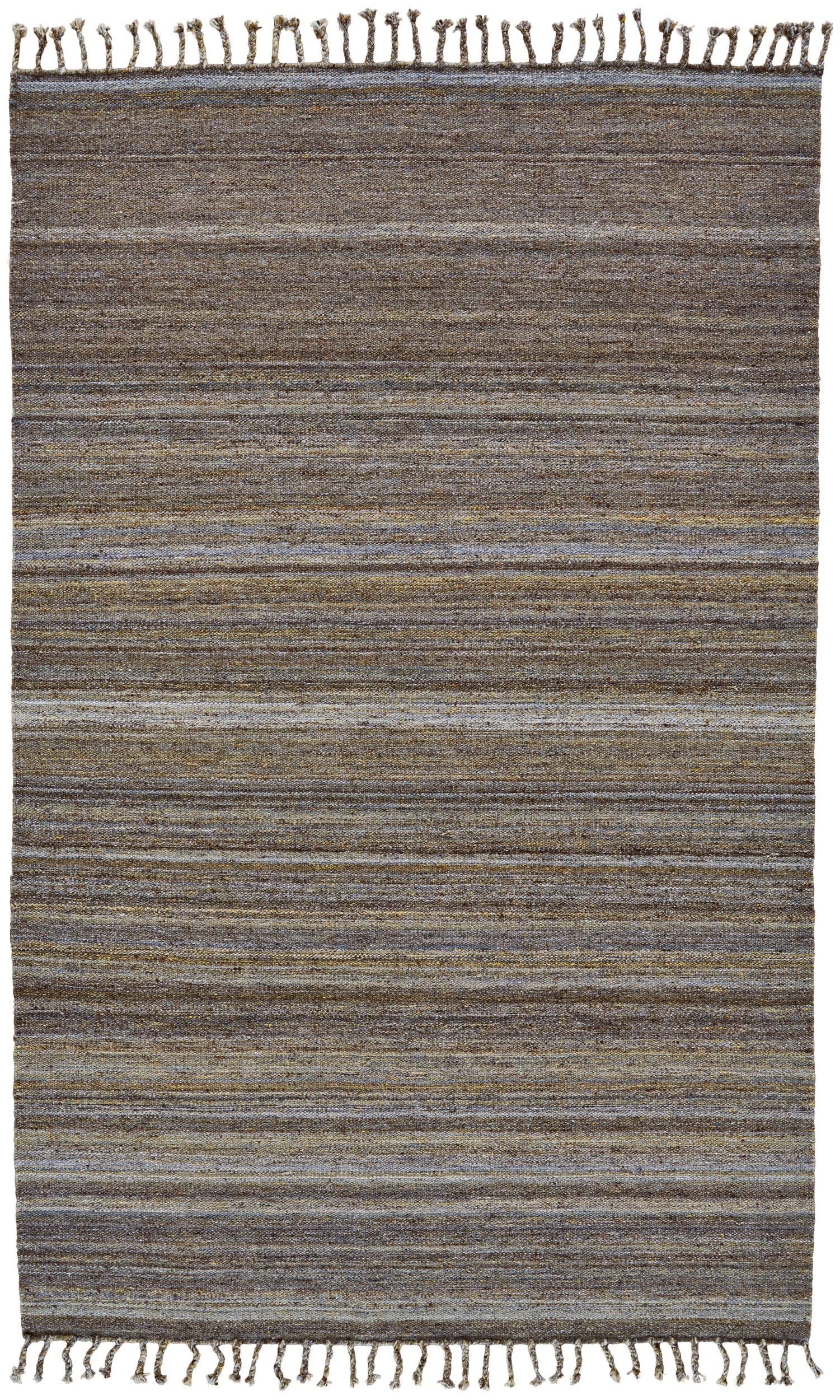 Room Envy 733R0736OLV000G00 9 x 12 (ft) Loomed Wool Gray/Green/Blue Rectangular Indoor Stripe Area rug