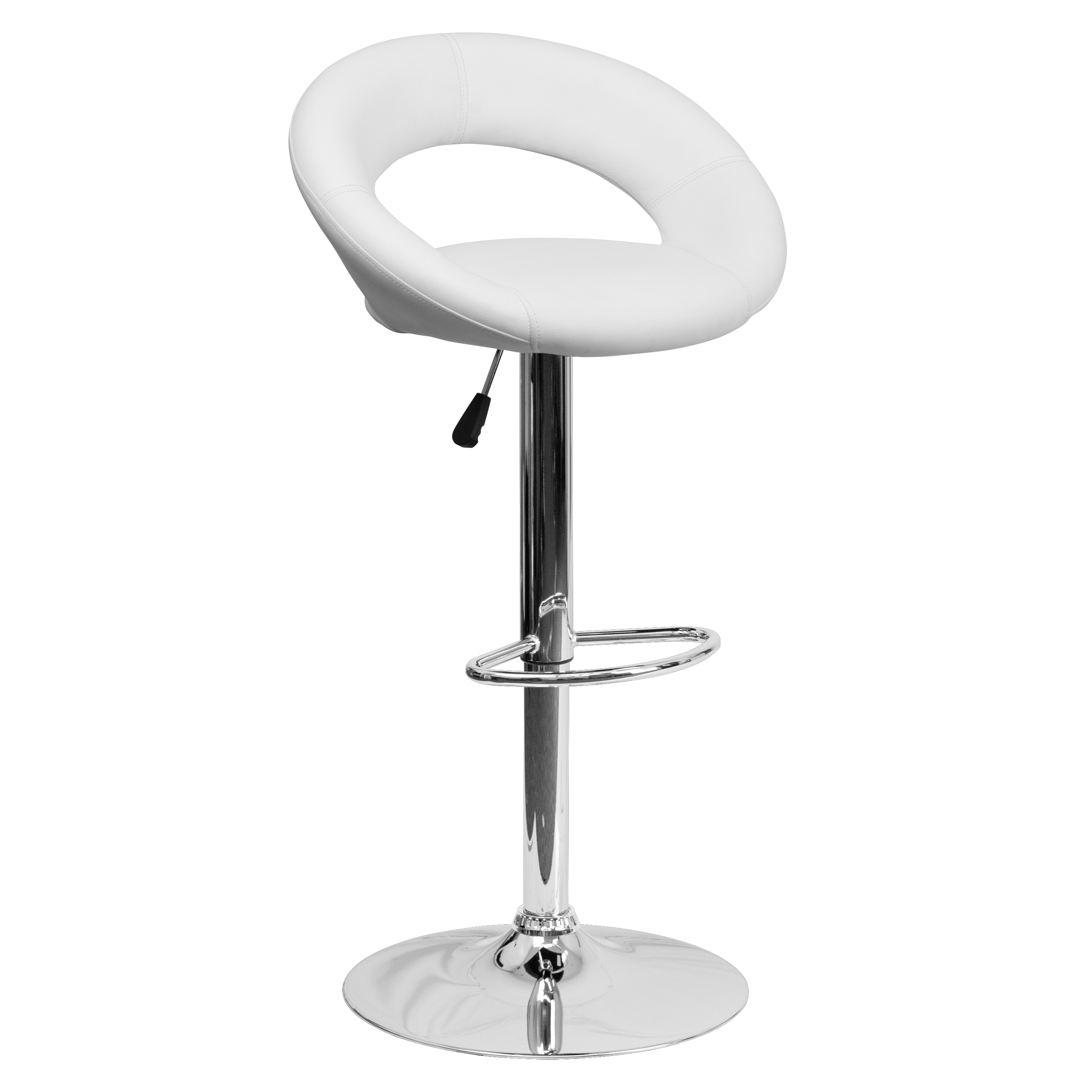 Flash Furniture 847254016810 White 24.0-Inches H Adjustable Height Counter height Round seat Upholstered Swivel Metal Bar Stool and Back