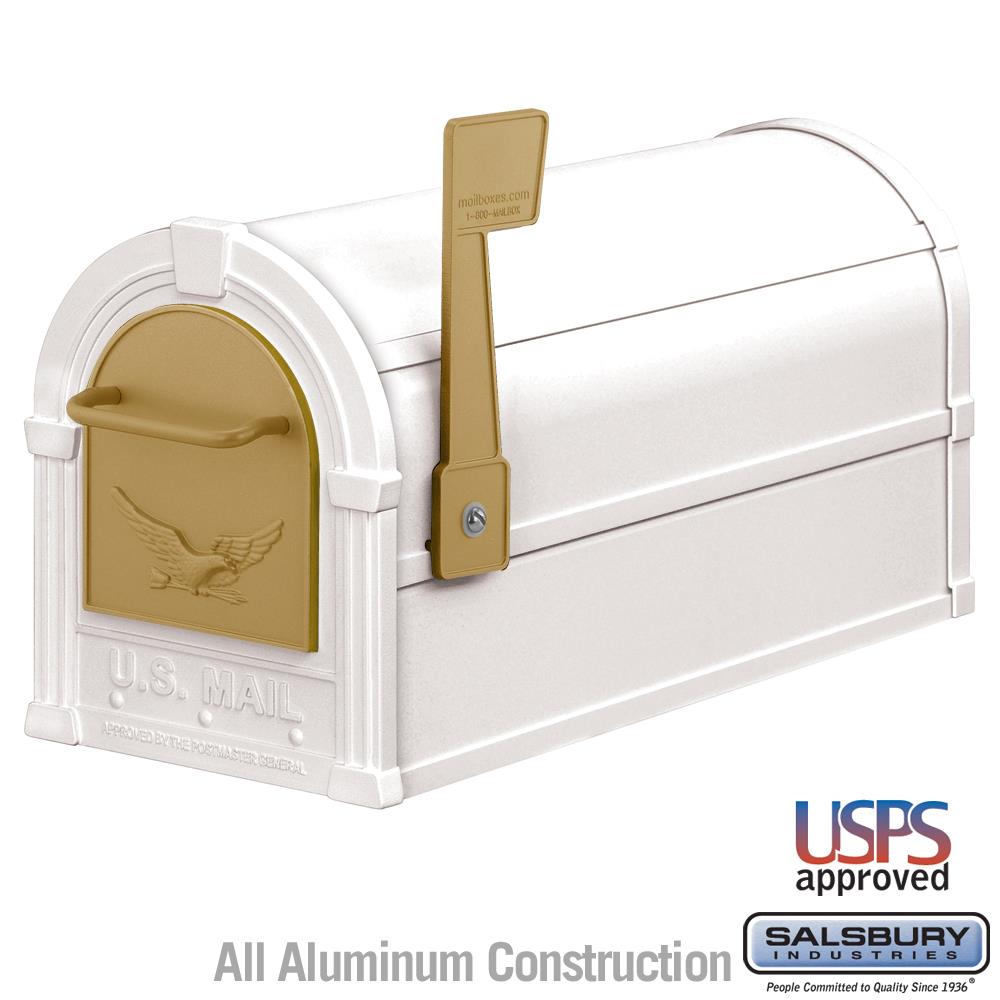 SALSBURY INDUSTRIES Post Mount White Metal Large Mailbox in the 