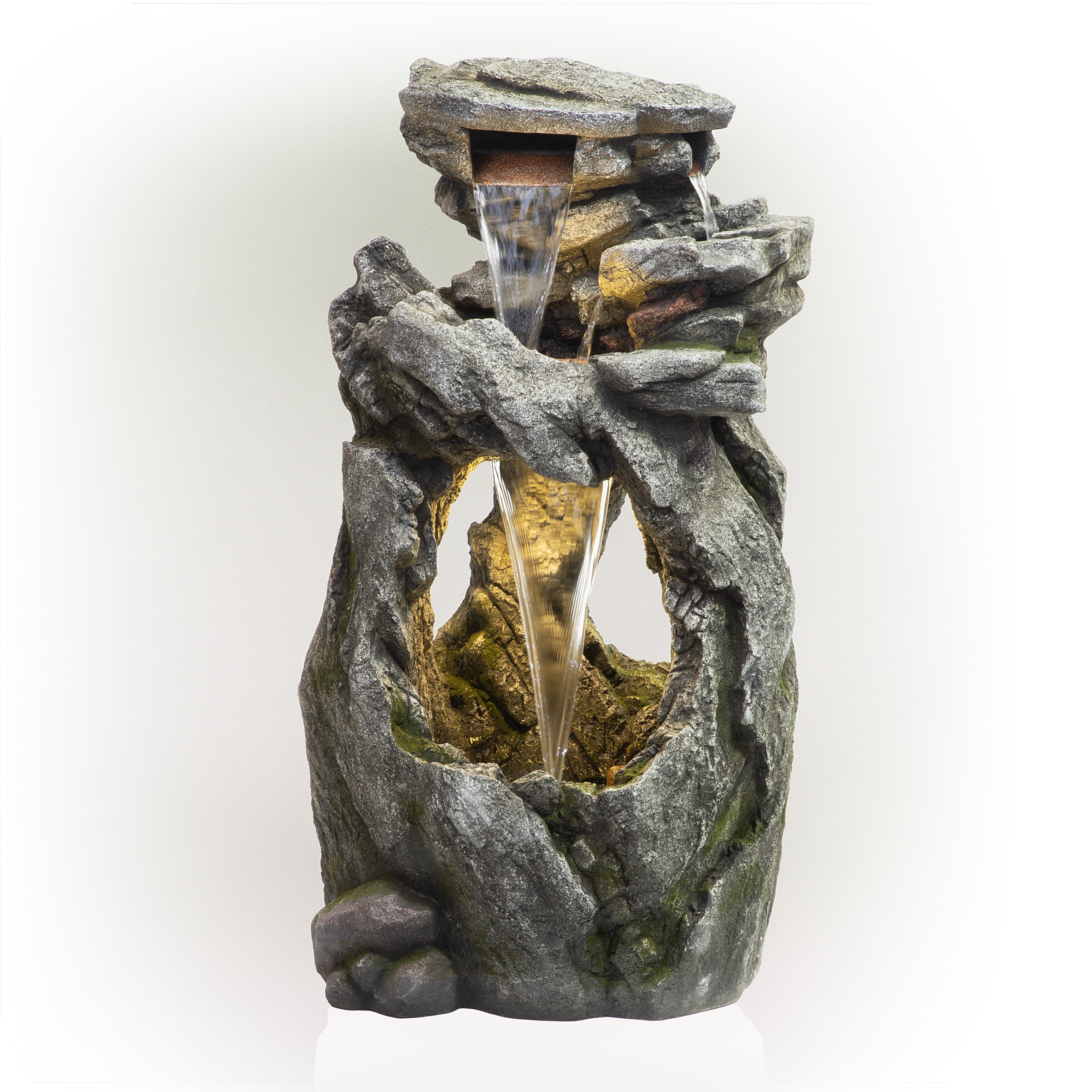 Alpine Corporation 41-in H Resin Tiered Outdoor Fountain Pump Included ...