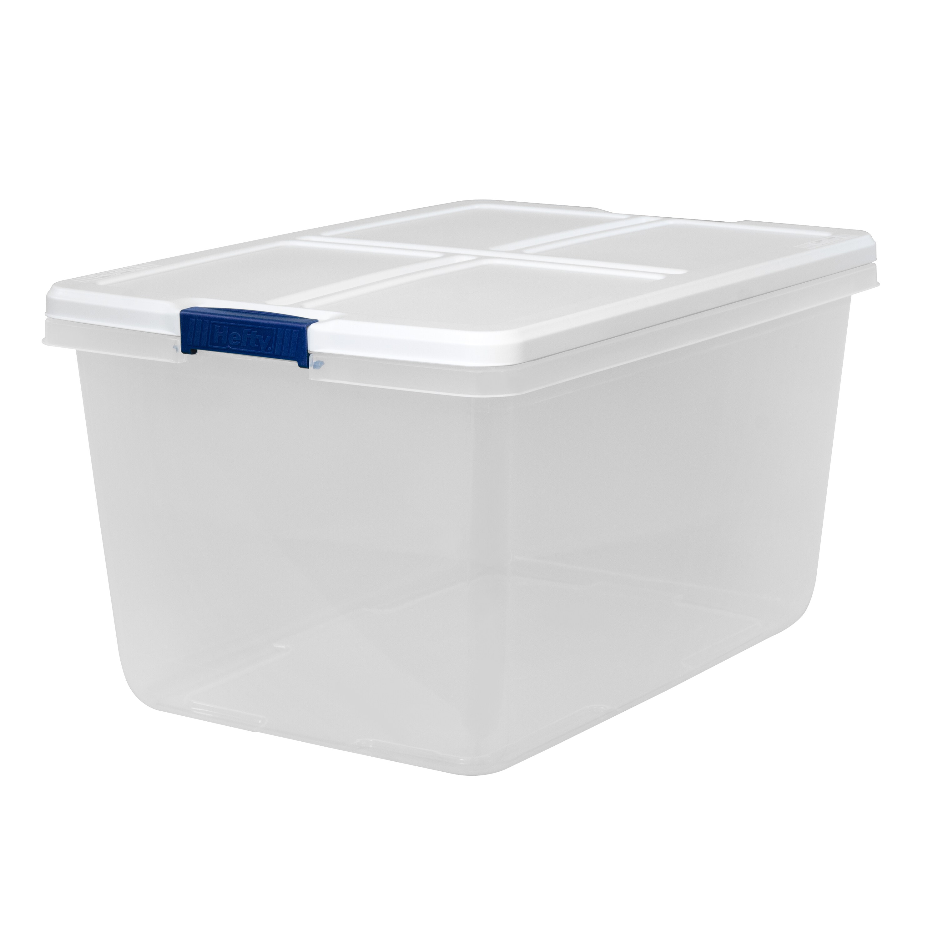 Hefty Medium 16.5-Gallons (66-Quart) Clear Base with White Lid Tote with  Latching Lid in the Plastic Storage Containers department at