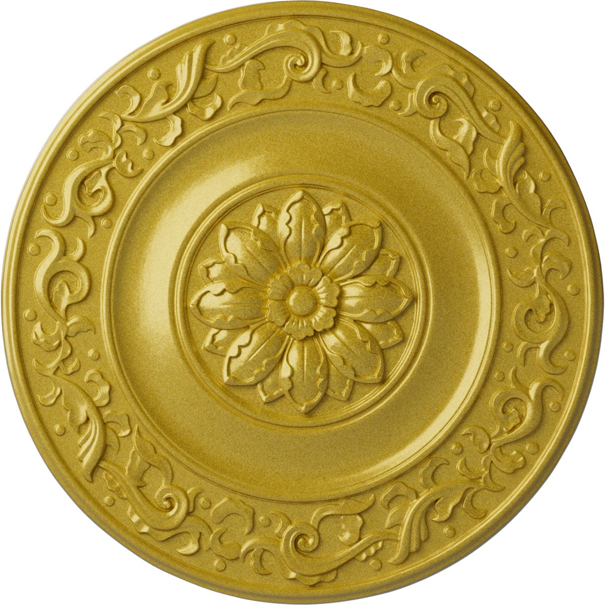 Ekena Millwork CM47MIRGS Milan 51-in W x 51-in L Painted Rich Gold Polyurethane Whole Ceiling Medallion