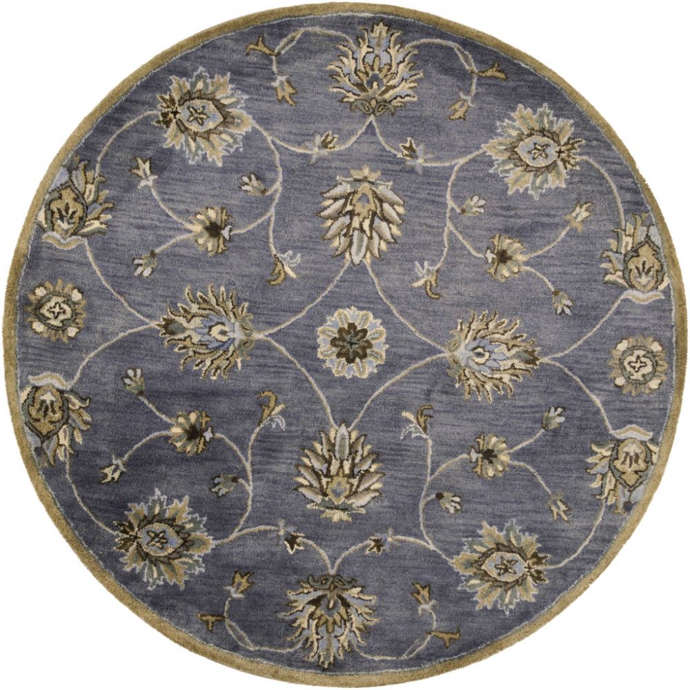 HomeRoots 352894 Bernadette 5 x 5 (ft) Wool Midnight Blue Round Indoor Distressed/Overdyed Area rug
