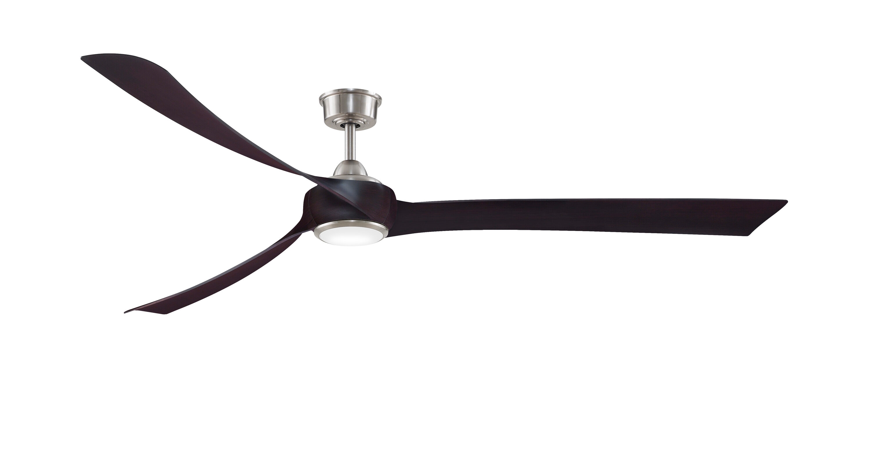 Wrap Custom 84-in Brushed Nickel LED Indoor/Outdoor Smart Ceiling Fan with Light Remote (3-Blade) Walnut | - Fanimation FPD8531BN-84DWA-LK