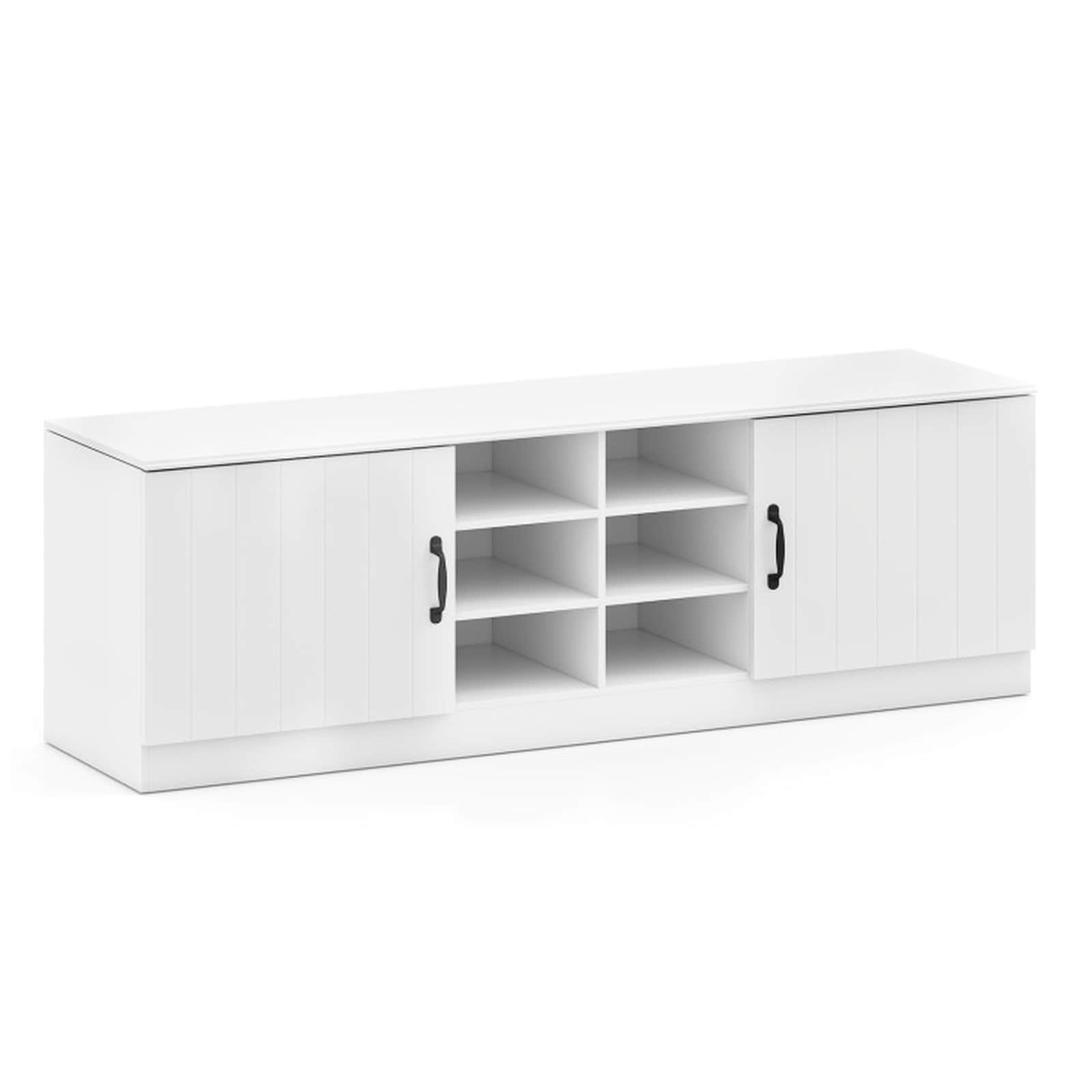 SUGIFT 2-Door Shoe Storage Bench with 6 Compartments and Adjustable Shelves 59-in Wide 300-lb Top Capacity #LW038SUGHY868