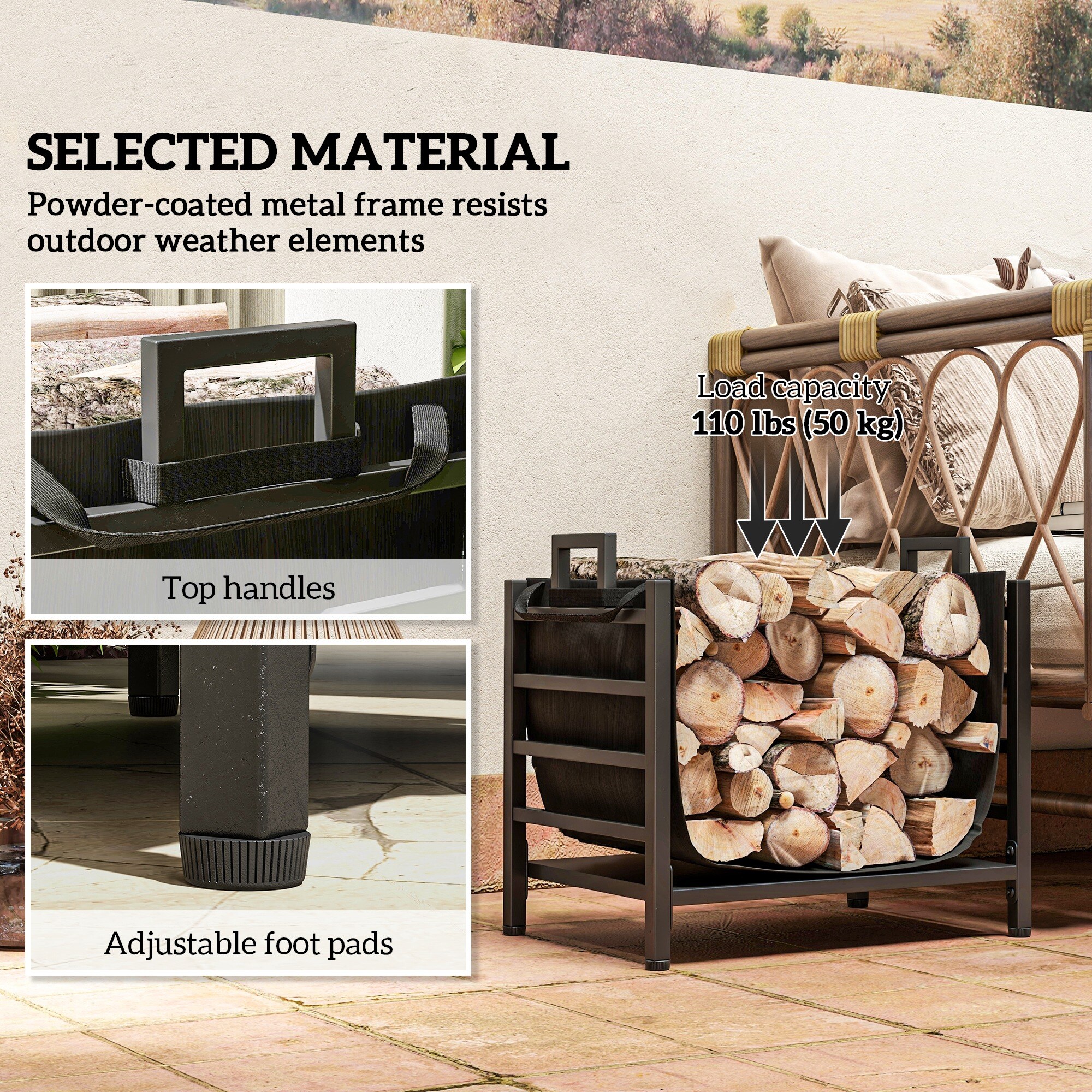 Outsunny 842-355V00BK Firewood-Storage - View #6