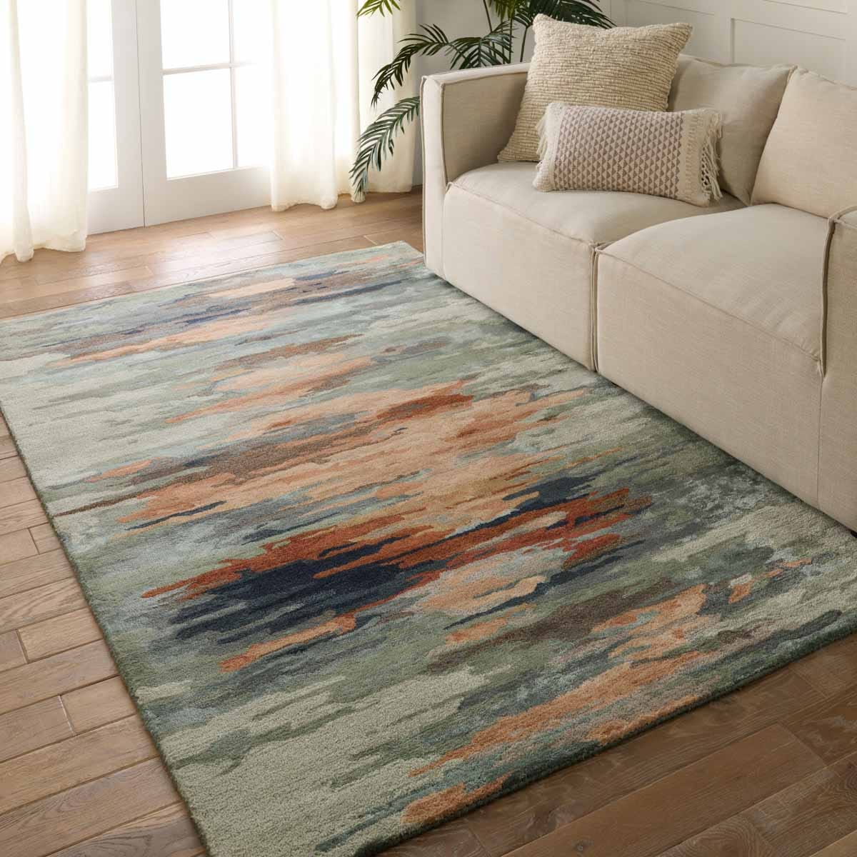 Jaipur Living 6 x 9 Viscose Sage Indoor Abstract Area Rug in the Rugs  department at